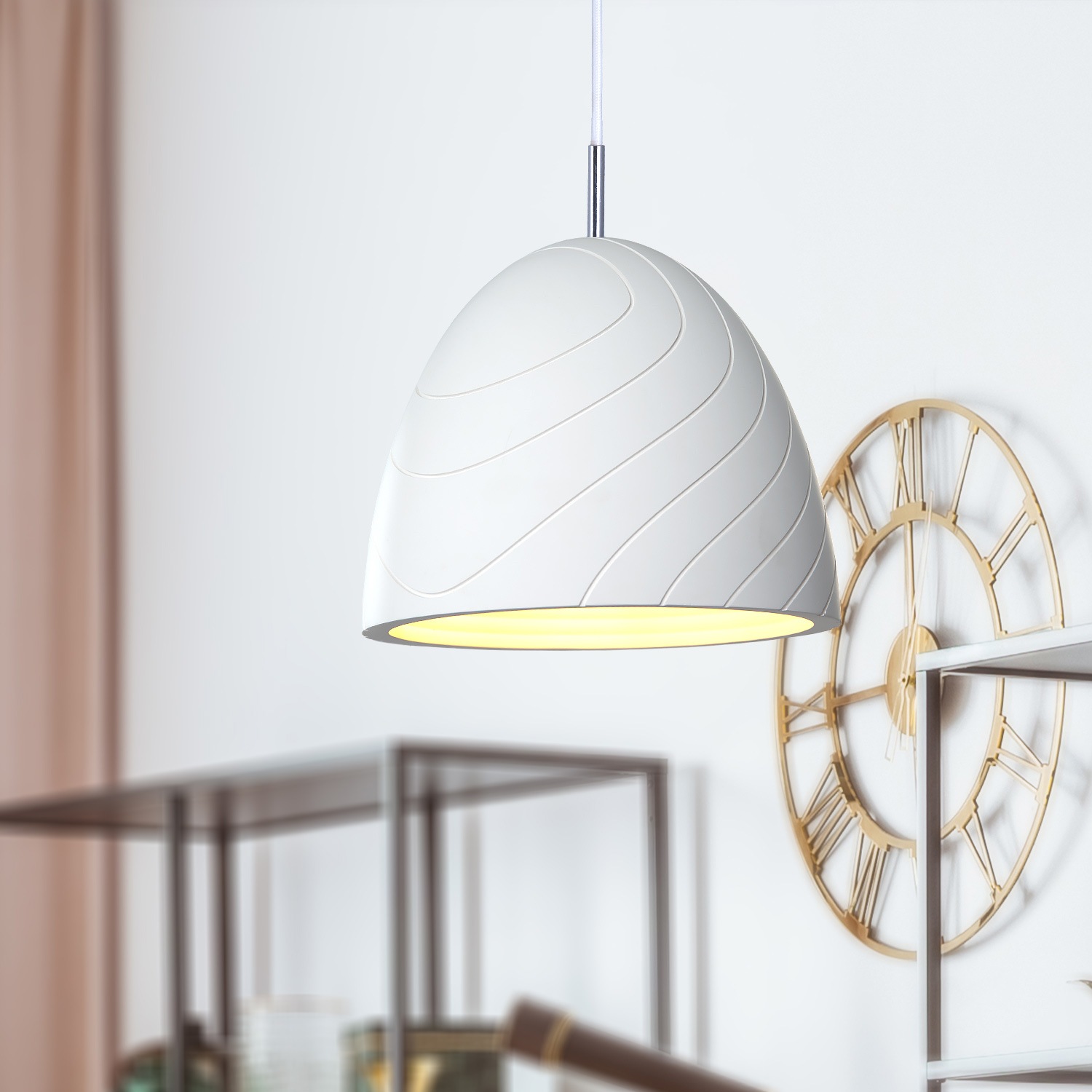 Paco Home Pendelleuchte »GRIP«, 1 flammig, Leuchtmittel E27 | ohne Leuchtmittel, LED, E27, Lampe Für Wohnzimmer Esszimmer Küche, Höhenverstellbar