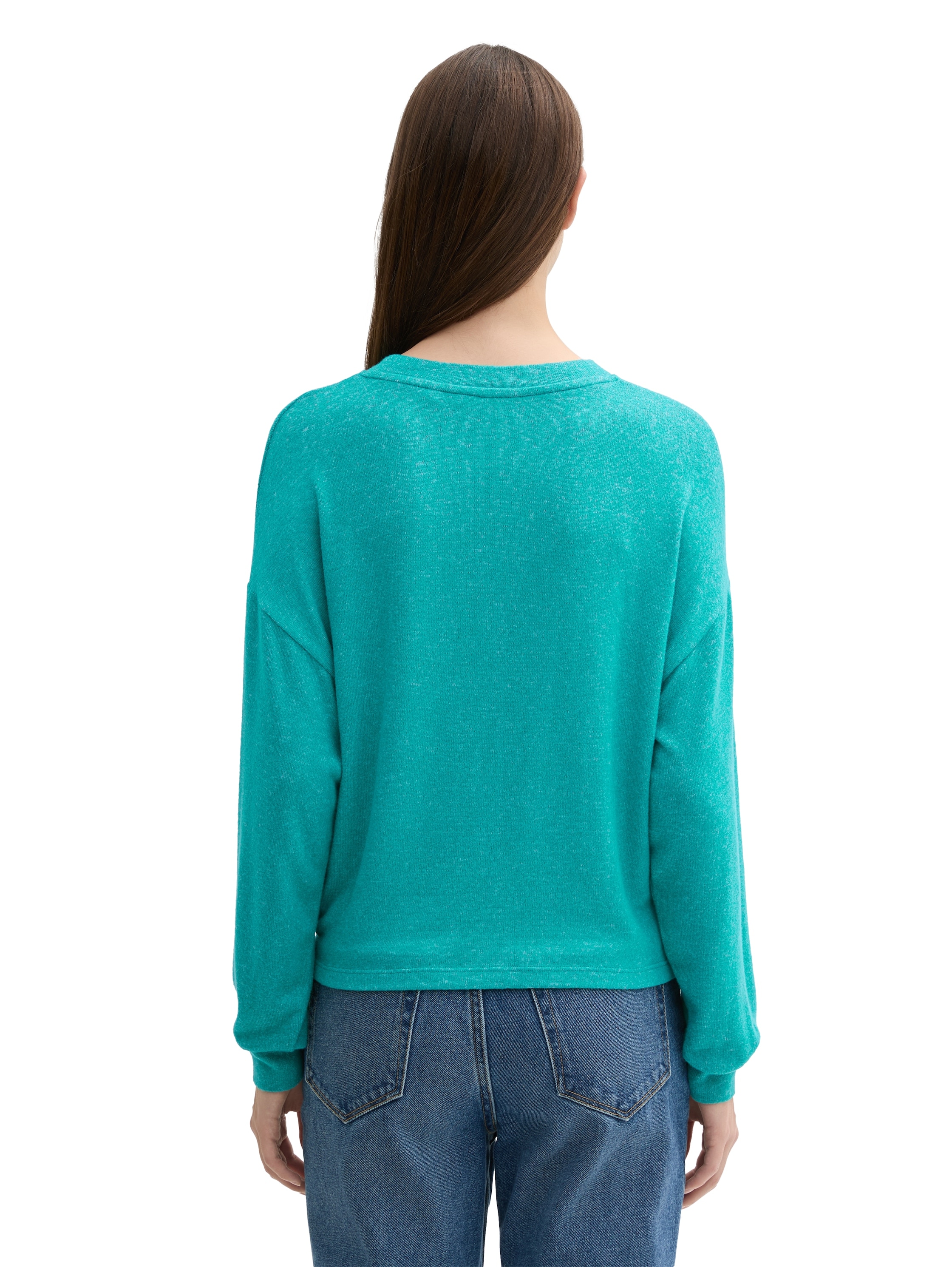 TOM TAILOR Denim Langarmshirt mit seitlichem Knoten