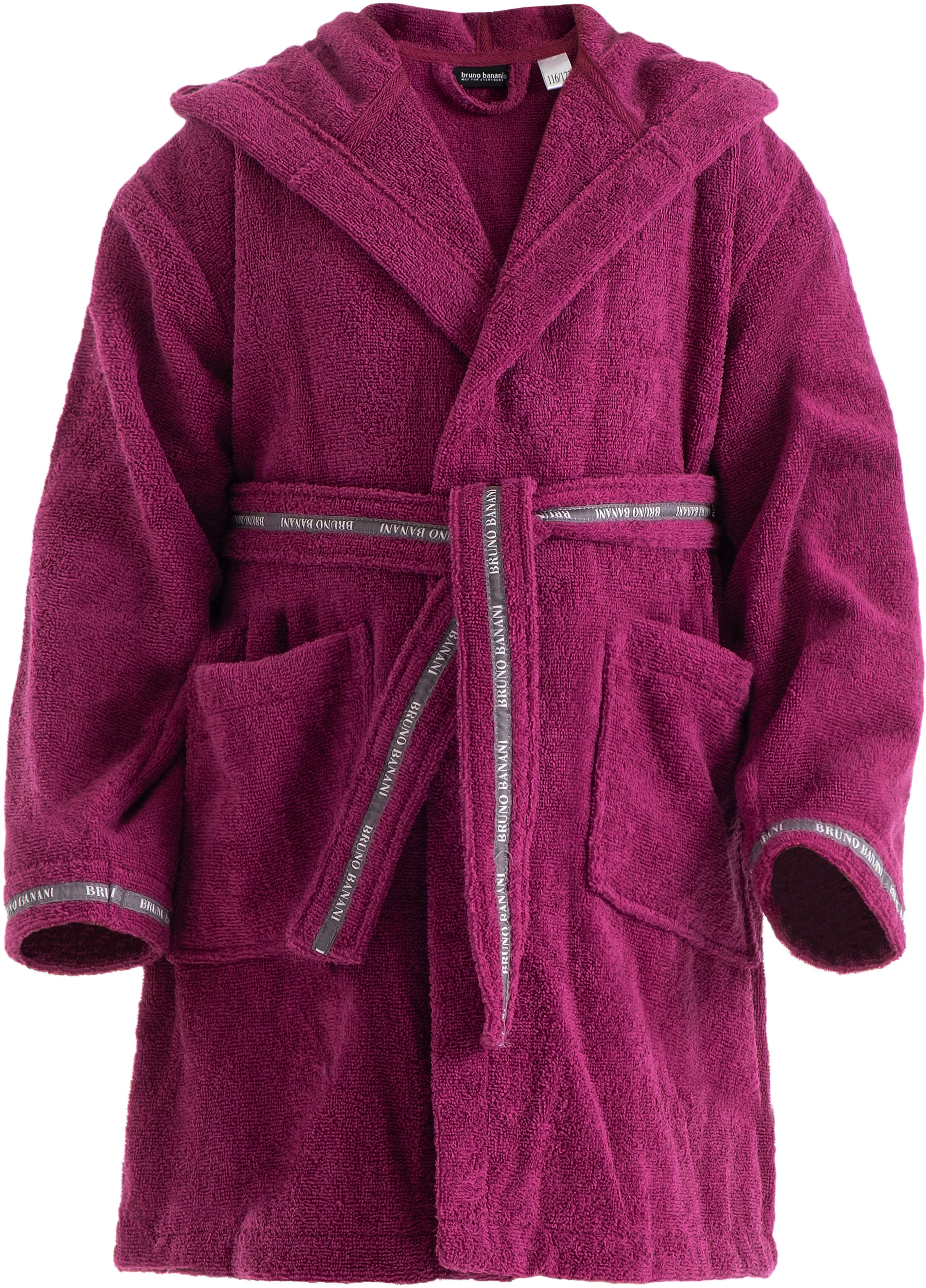 Bruno Banani Kinderbademantel »Danny, Ideal für Zuhause, Schwimmbad oder im Urlaub«, (1 St.), mit Logostreifen, aus 100% Baumwolle