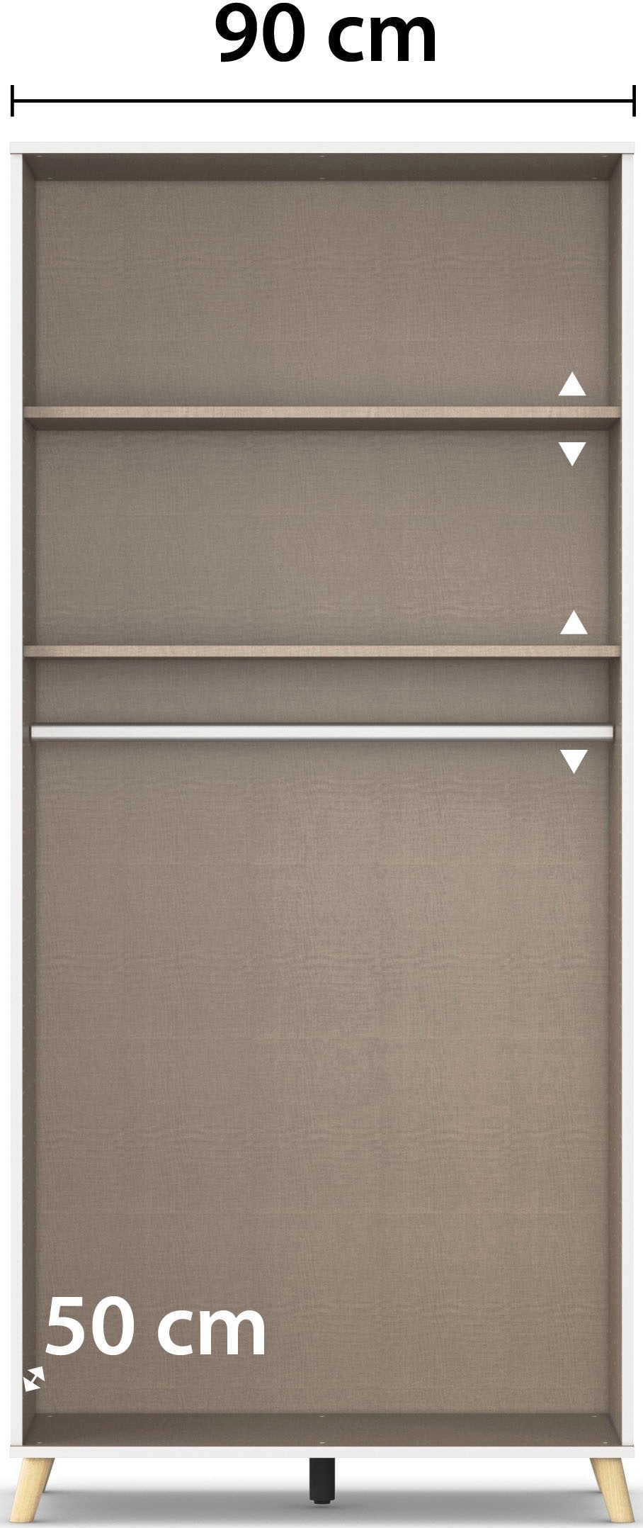 rauch Kleiderschrank »Skandi Kinderzimmer Bestseller Schlafzimmerschrank FALUN« Breite 92/137/182, Höhe 203 cm,  im modernen Skandi-Look, Füße/Griffe Eiche massiv MADE IN GERMANY