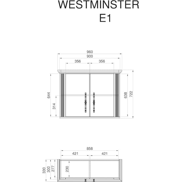 Home affaire Hängeschrank »Westminster«, im romantischen Landhausstil,  Breite 96 cm auf Raten kaufen