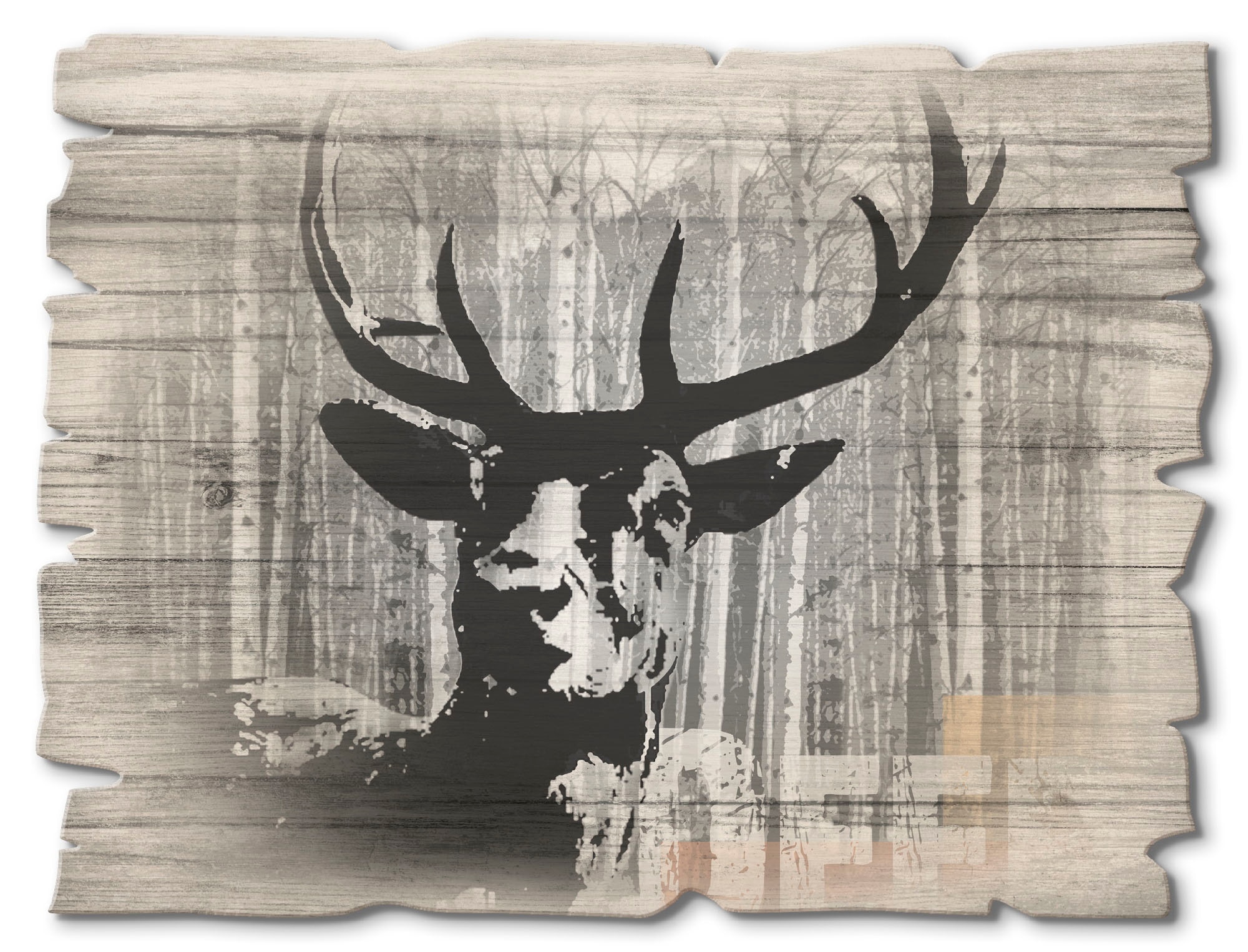 Holzbild »Hirsch Collage«, Wildtiere, (1 St.)