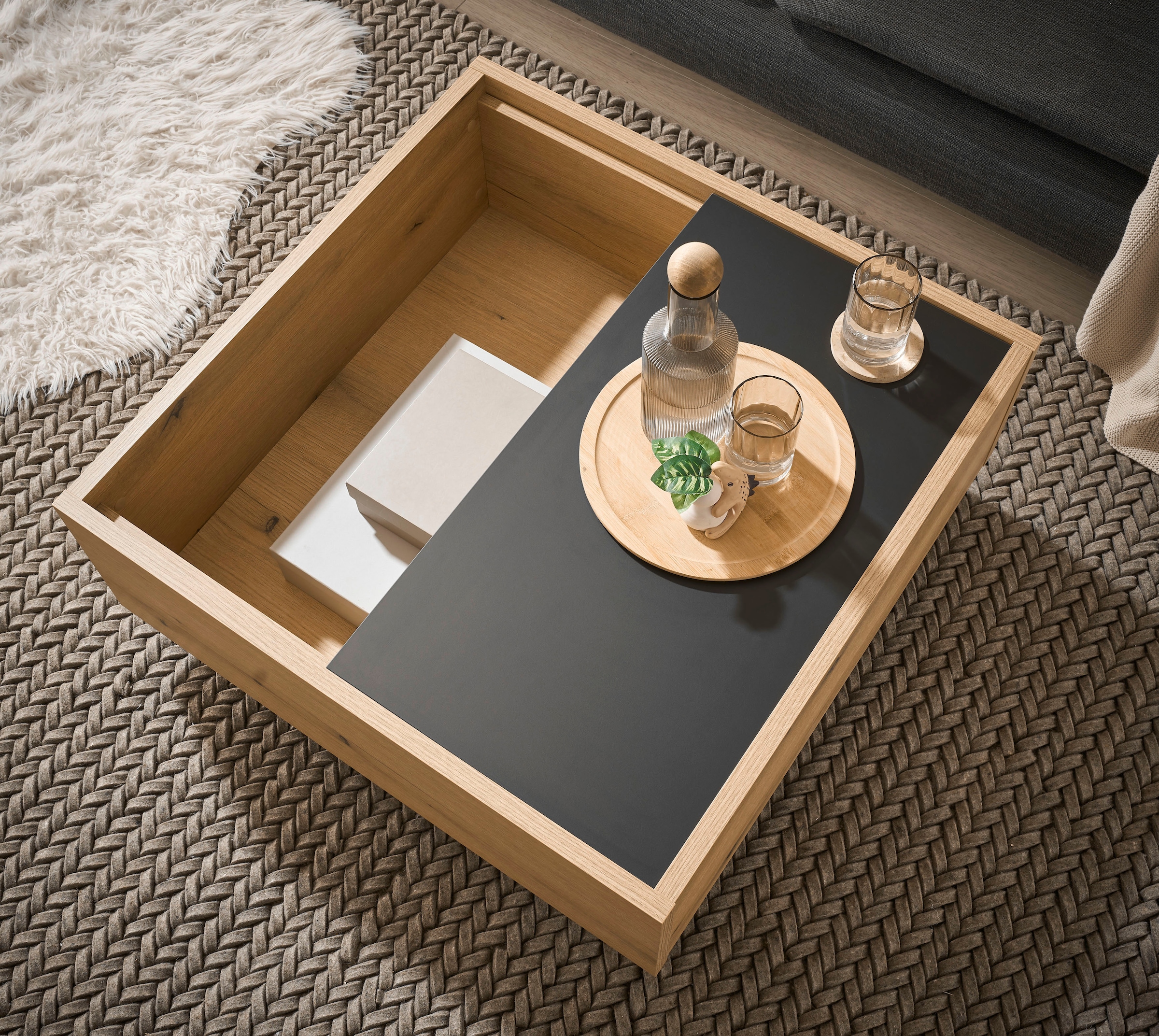 Home affaire Couchtisch »Soleto, Beistelltisch, Wohnzimmertisch, Sofatisch, Tisch« vielseitig einsetzbar, ausreichend Stauraum, variable Tischplatte