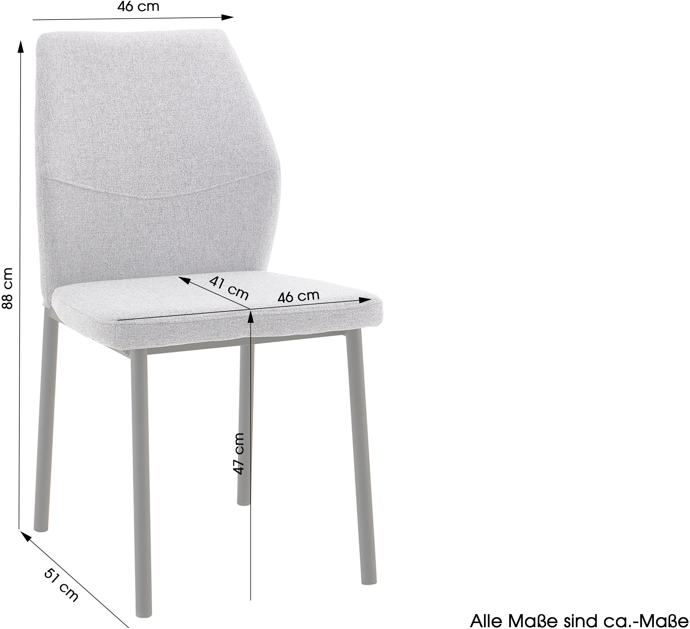 Home affaire Esszimmerstuhl »Lumos«, (Set), 2 St., Webstoff, Webstoff in vielen Farben erhältlich mit stabilem Metalluntergestell