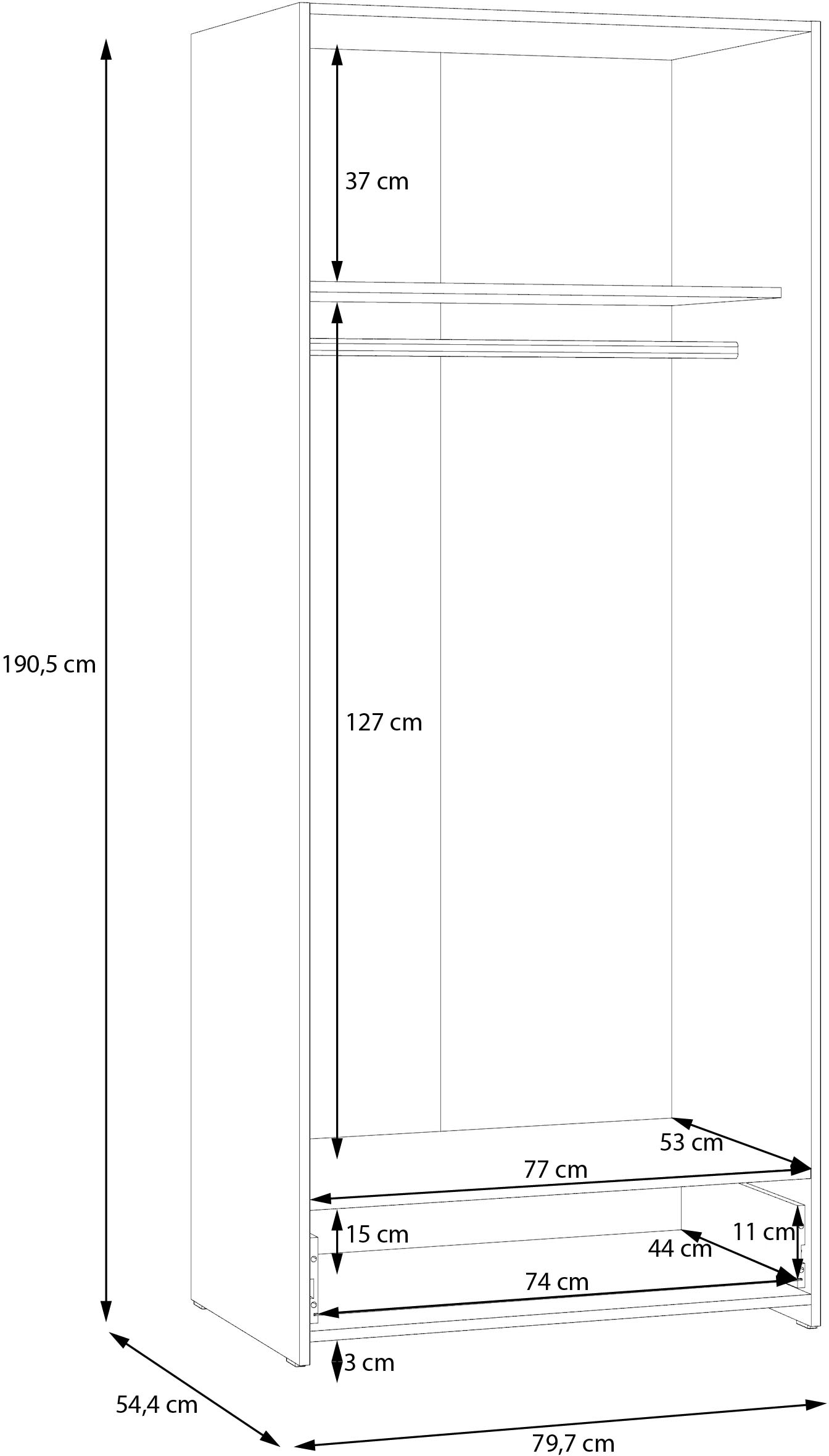 FORTE Kleiderschrank »Econobox« Drehtürenschrank, zeitloses Design mit alufarbigen Griffen.