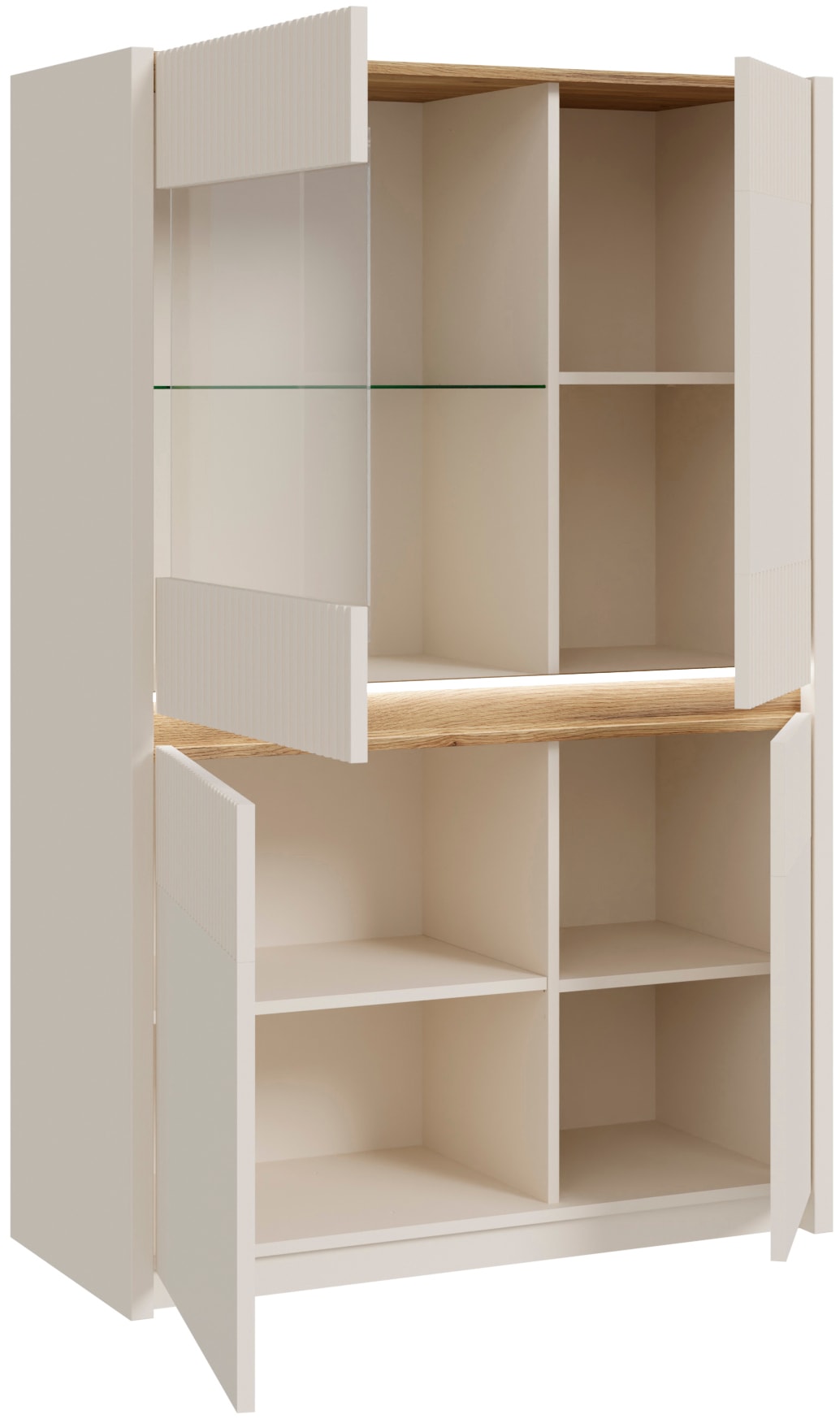 FORTE Vitrine »Oak Square«, Highboard, Beleuchtung, SoftClose