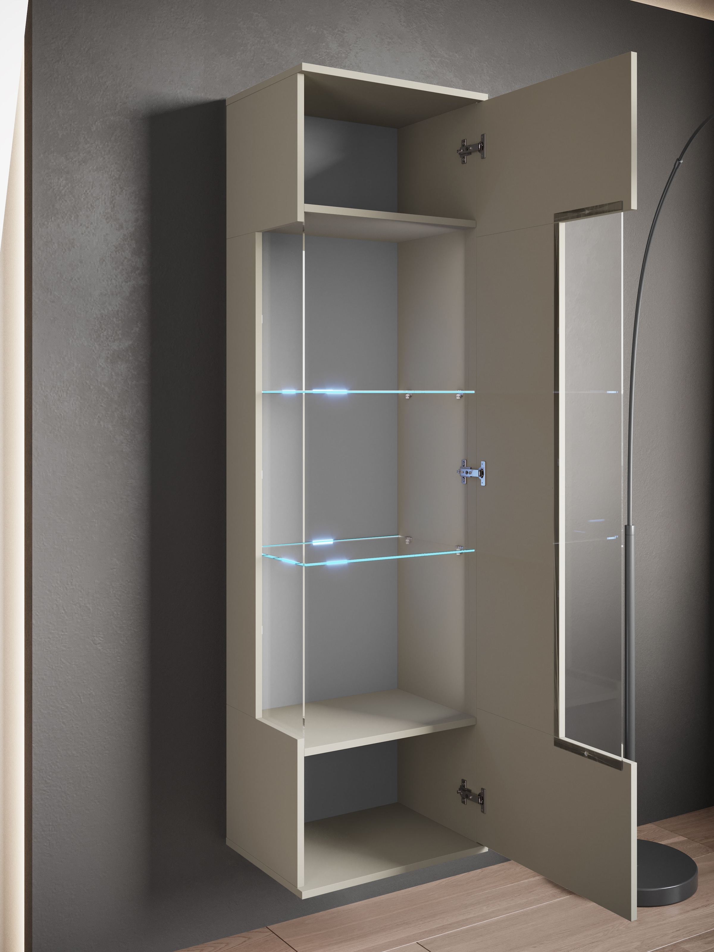INOSIGN Vitrine »Kenia, stehend und hängend, Türanschlag wechselbar«, (1 St.), Vitrineschrank mit Glastüren 160 cm Höhe