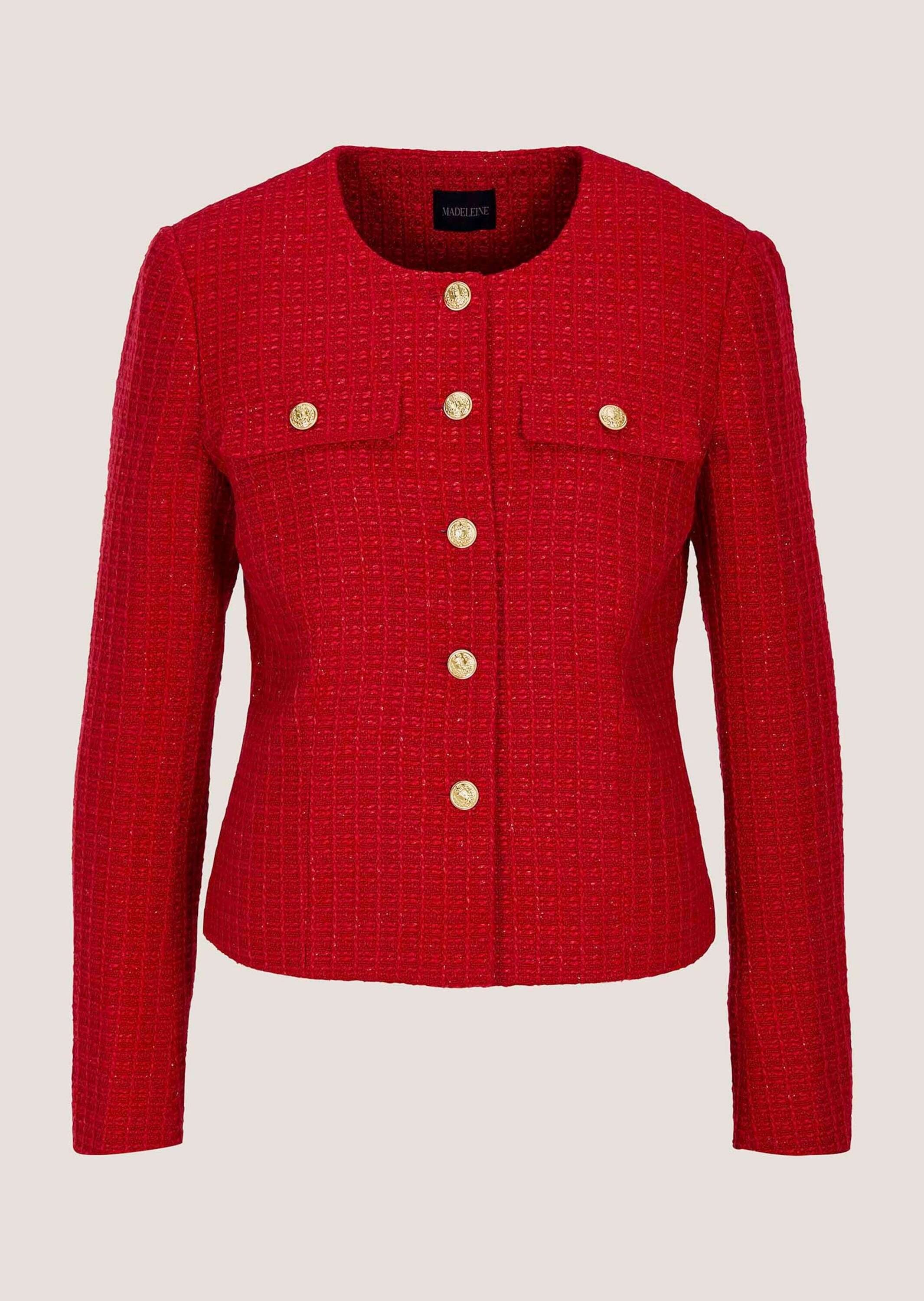 MADELEINE Jerseyblazer »Blazer Couturiger Kurzblazer mit goldfarbenen Knöpfen«