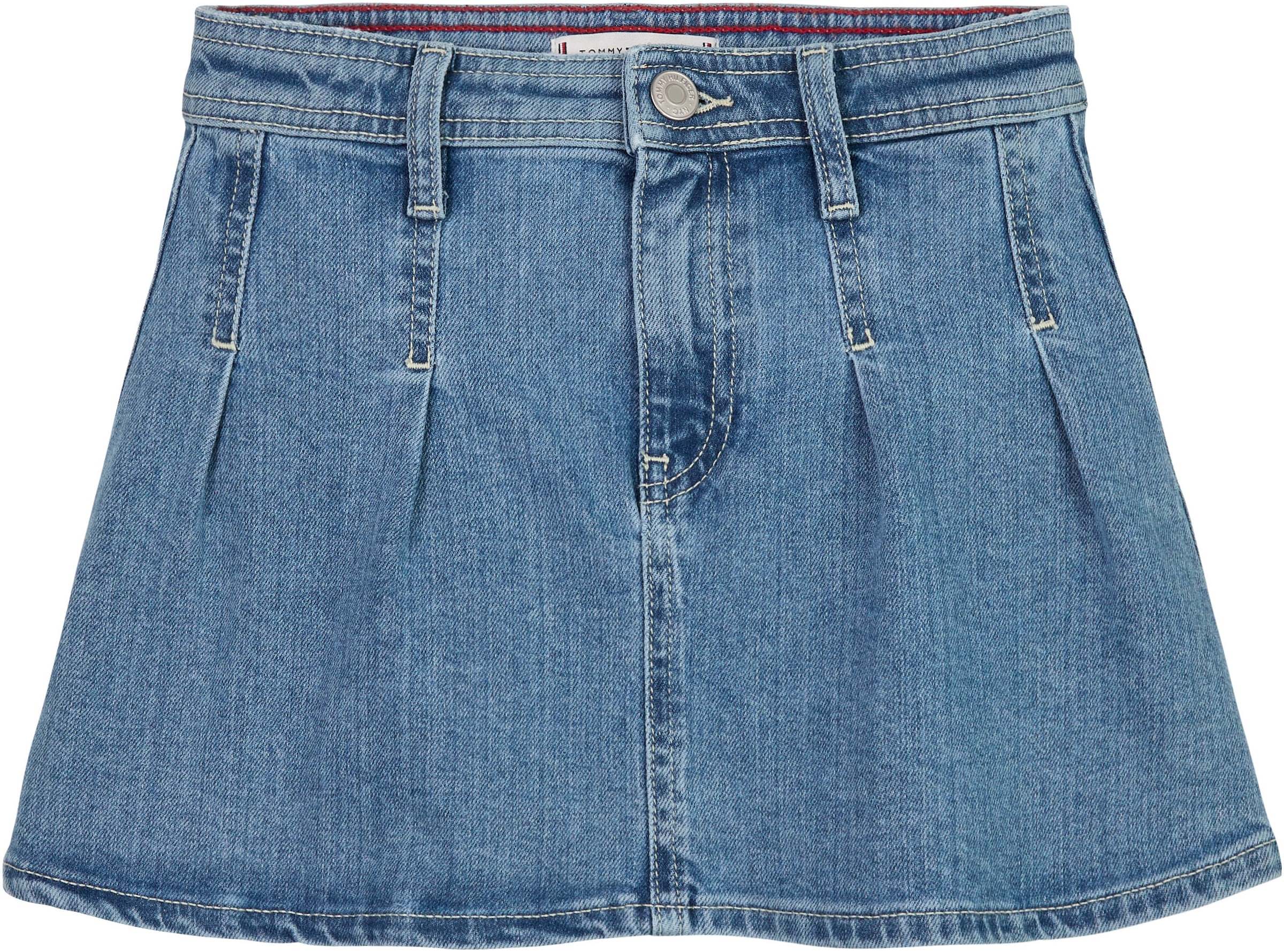 Tommy Hilfiger Jeansrock »PLEATED DENIM SKIRT«, Webrock in blauer Waschung