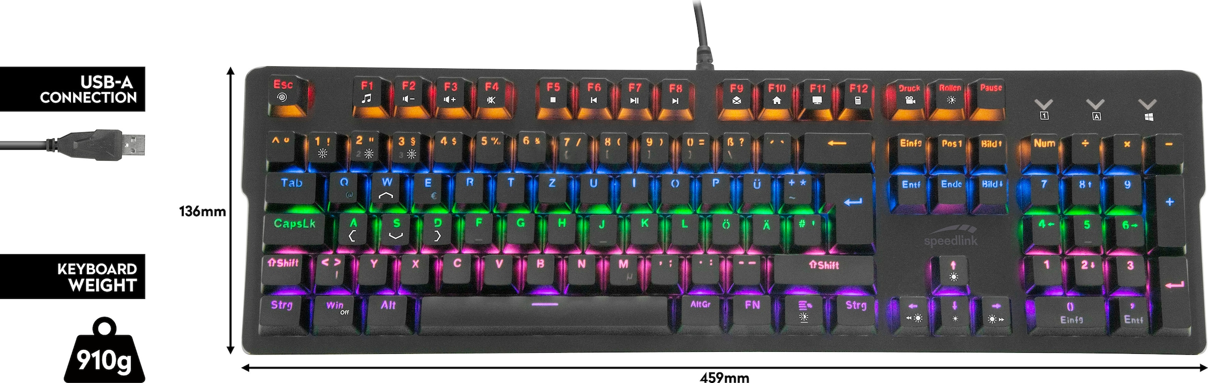 Speedlink Gaming-Tastatur »VELA LED mechanisch«, (USB-Anschluss), mechanisch