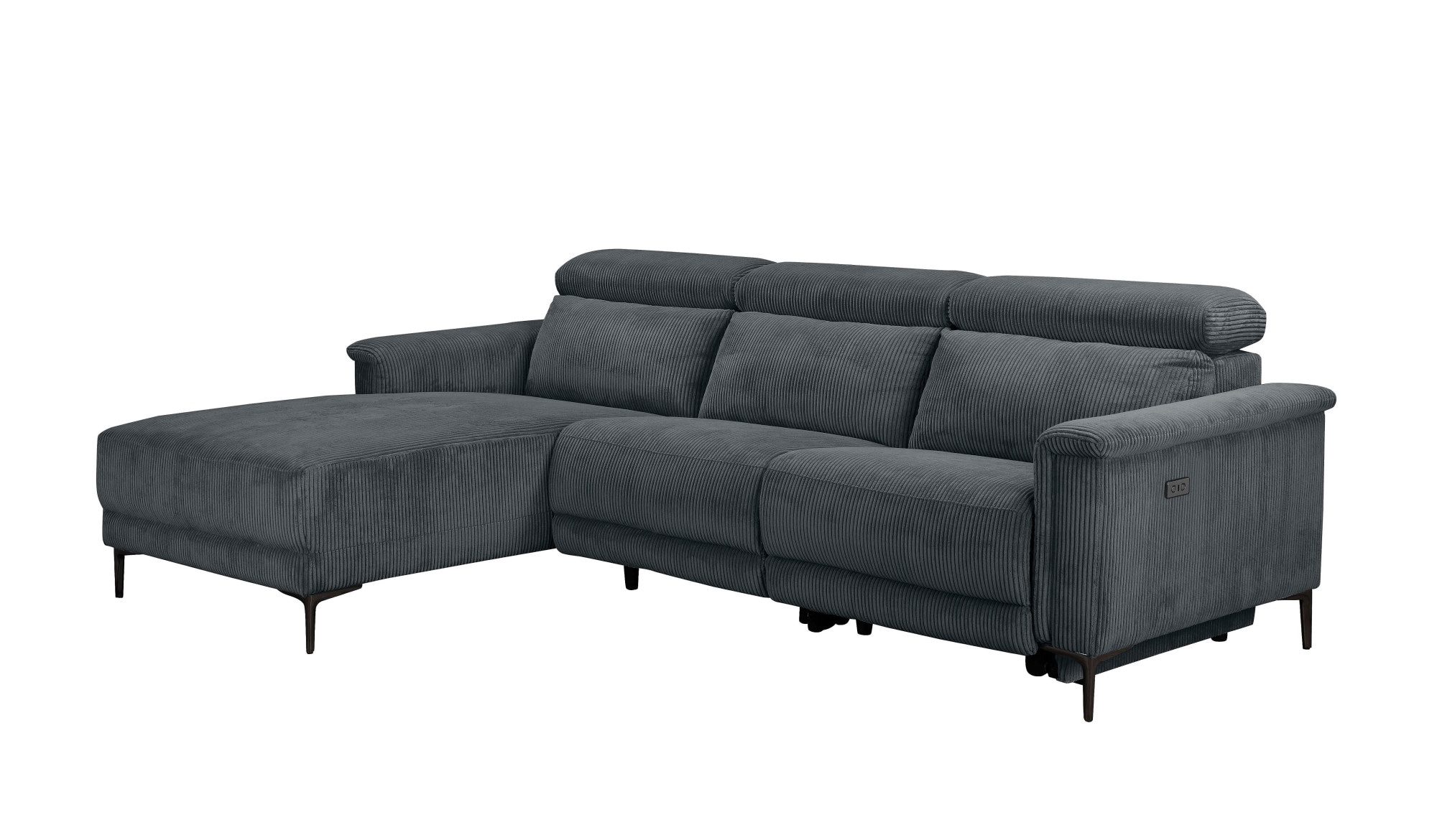 Home affaire Ecksofa »Lund in Cord, L-Form, 261 cm, manuelle und elektr. Relaxfunktion,«, USB-C und Kopfteilverstellung