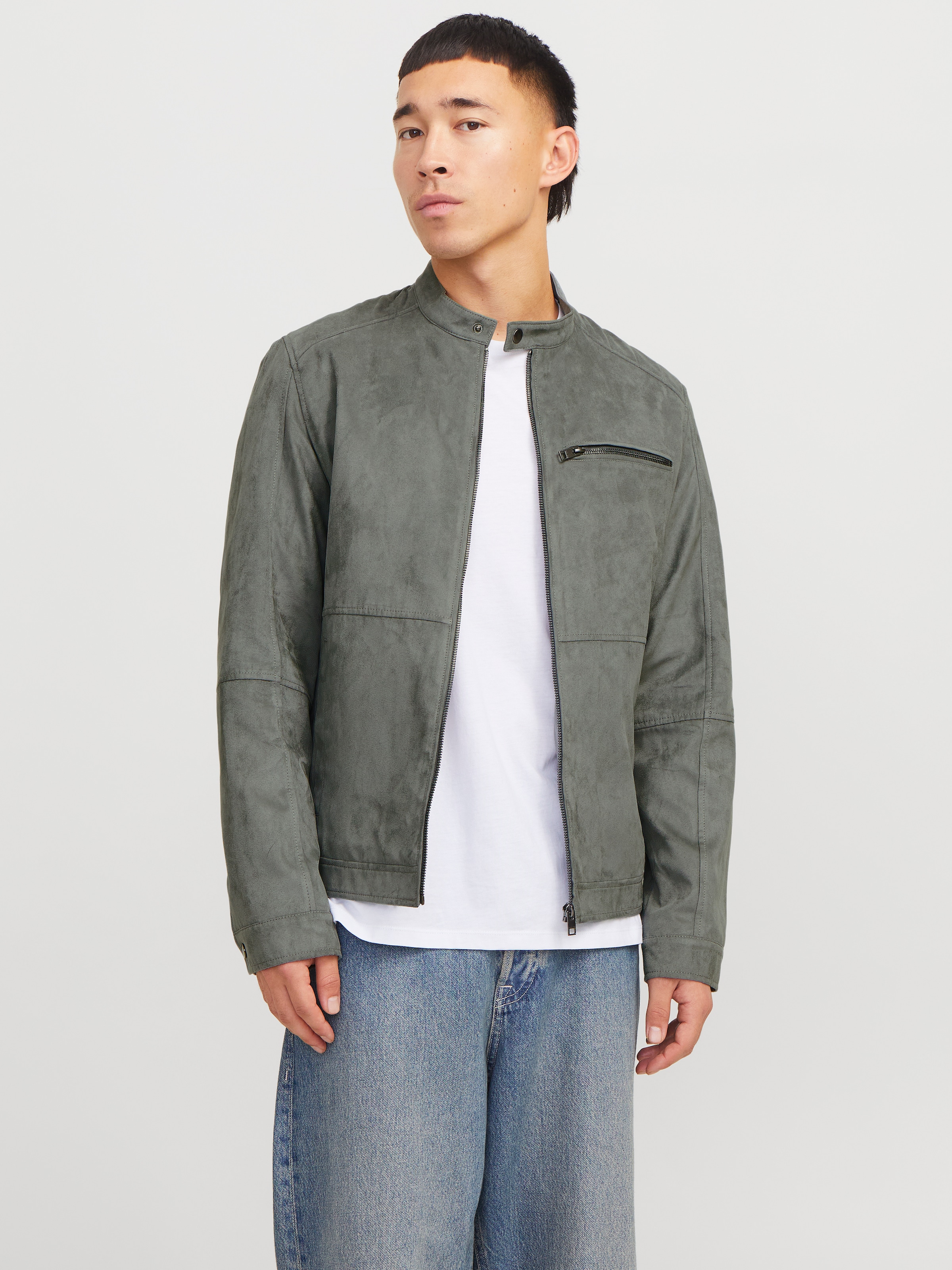 Jack & Jones Bikerjacke "JJEDYLAN mit wasserabweisender Funktion" ohne Kapuze unifarben, modisch, regular fit, Polyester