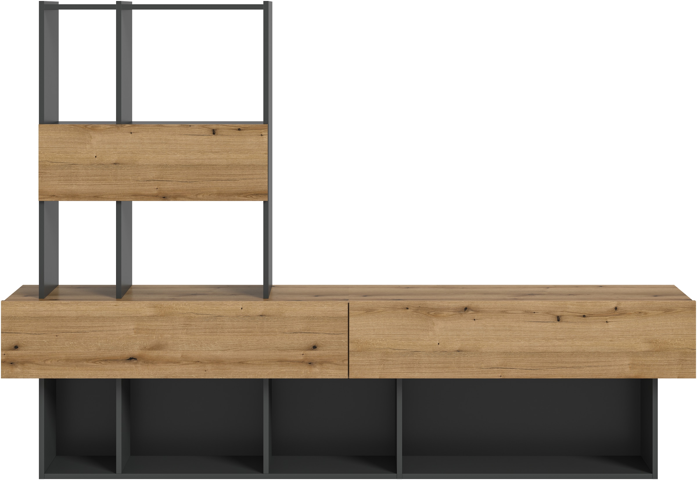 INOSIGN Wohnwand »Tyson, Breite 210 cm, besteht aus: Lowboard und Aufsatzregal«, TV-Board, TV-Möbel, Media-Möbel, Fernsehschrank