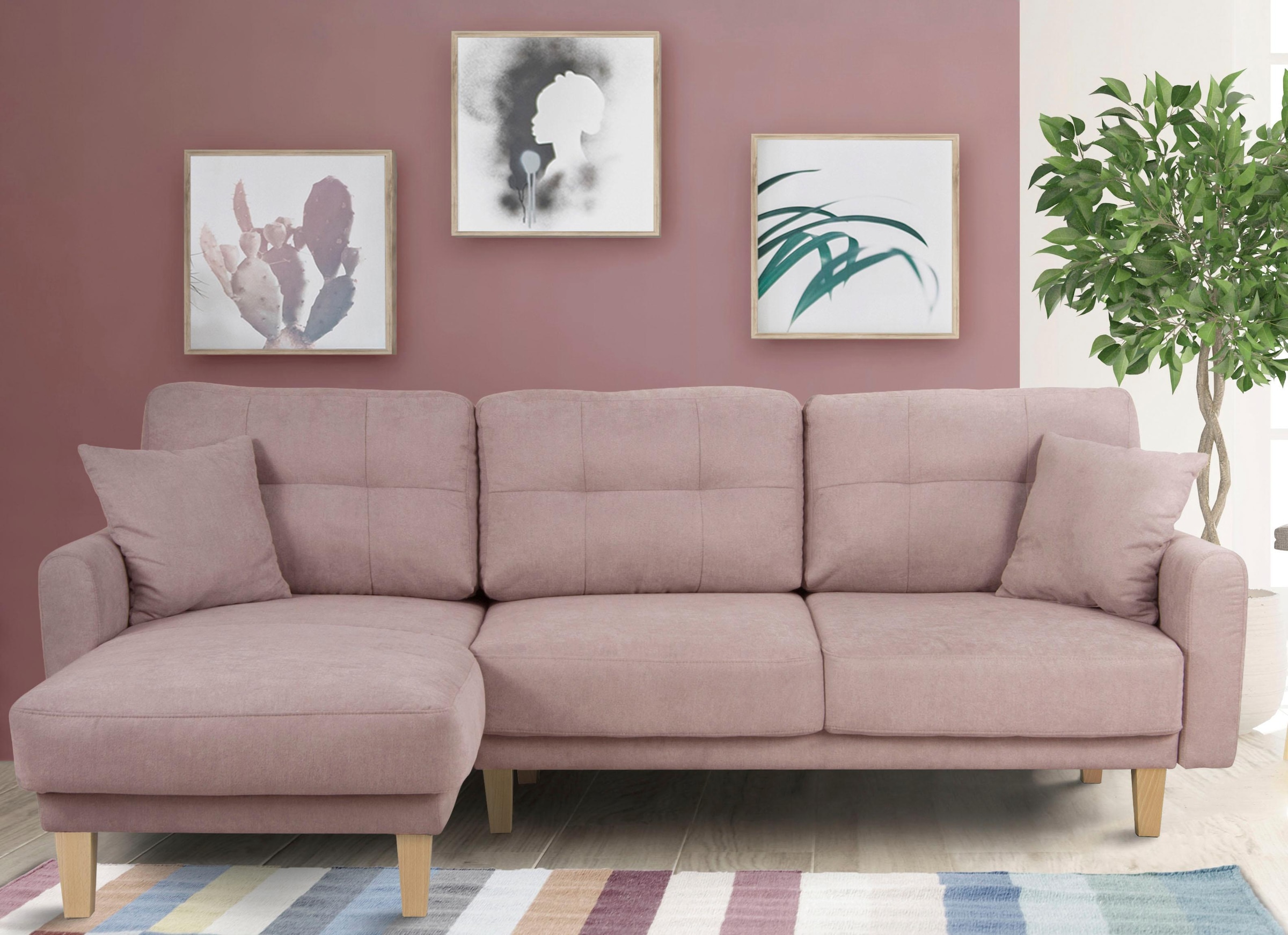 Home affaire Ecksofa »TRIPLO optionale Schlafsofa mit Bettkasten, Maße B/T/H: 234/164/89 cm«, L-Form wahlweise mit Bettfunktion - Liegefläche 132x210 cm