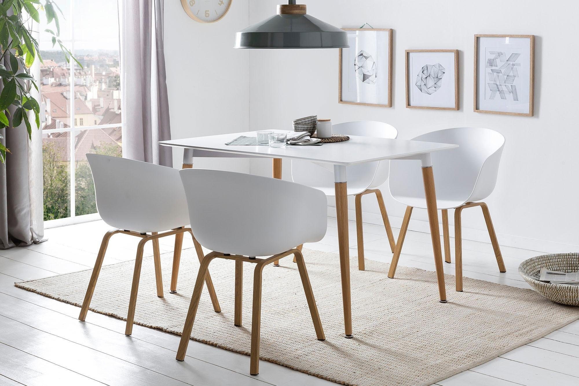 SalesFever Schalenstuhl »Lund Designer Schalenstuhl-Set«, (Set), 2 St., Zweier-Set: Metallbeine mit edler Holzoptik