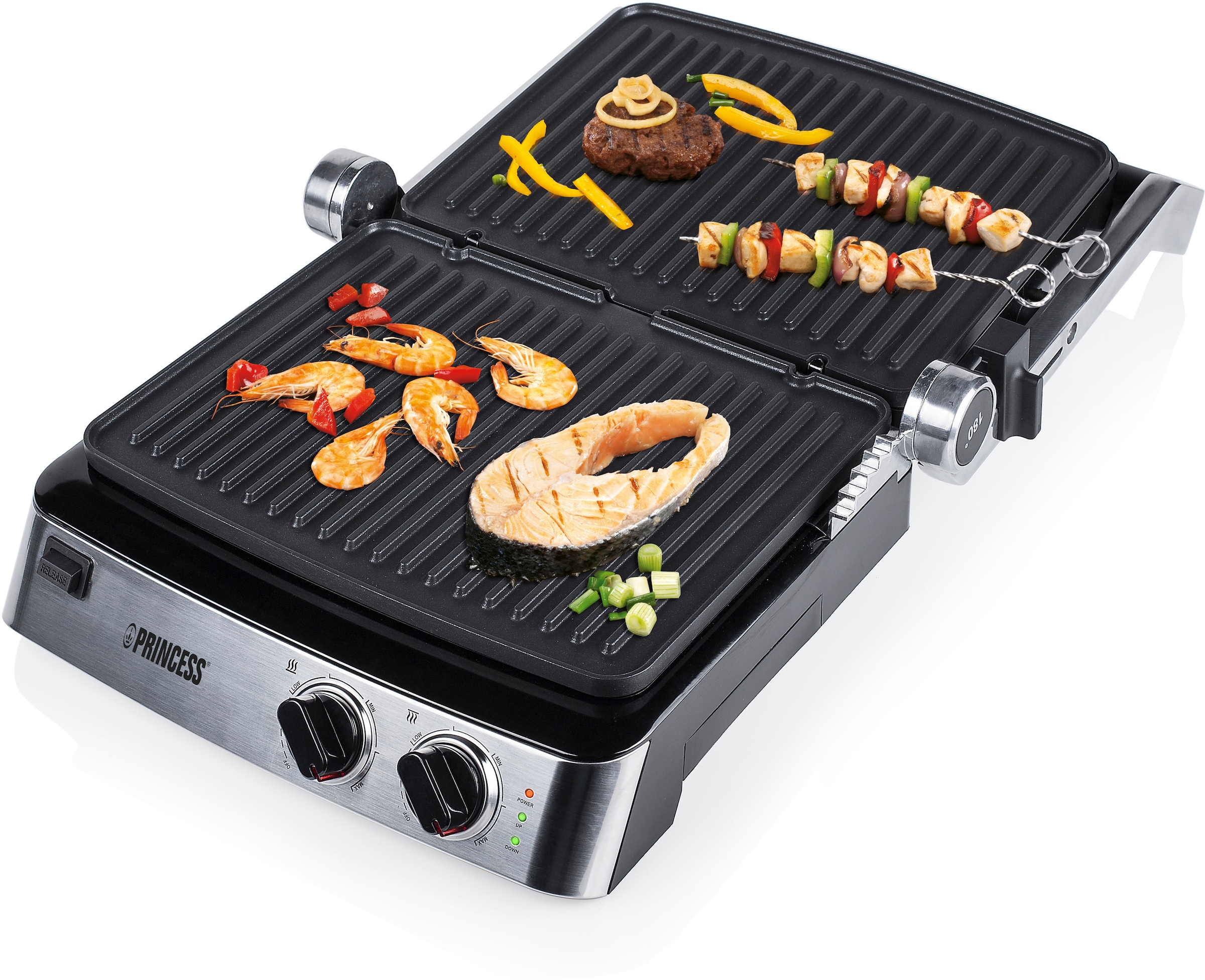 PRINCESS Kontaktgrill »117300«, 2000 W, Sandwichmaker – 180° aufklappbar mit zwei einstellbaren Thermostaten