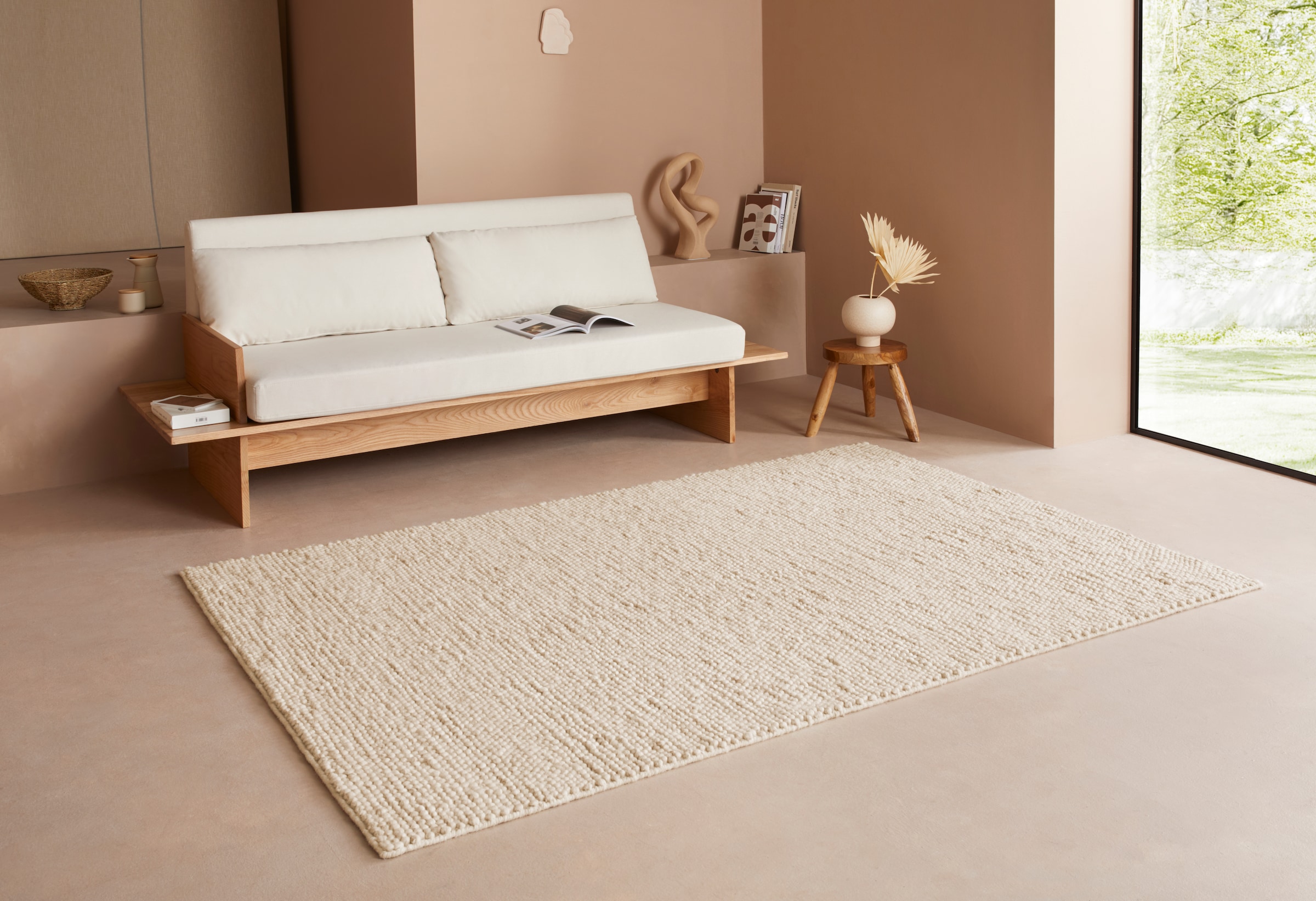 LeGer Home by Lena Gercke Wollteppich »Ainhoa, handgewebt, Wolle«, rechteckig, 12 mm Höhe, einfarbig, Wolle, Handweb Teppich, Wohnzimmer, Schlafzimmer, Esszimmer