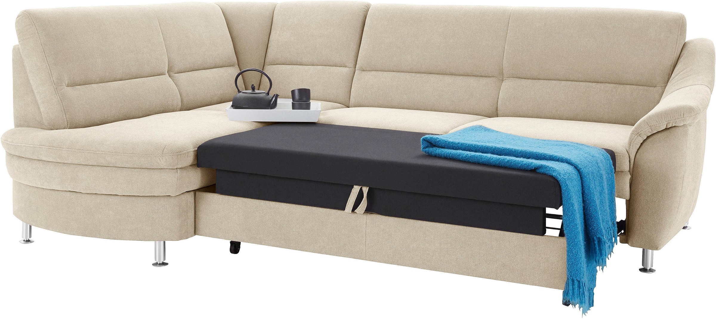 sit&more Ecksofa »Cardoso L-Form«, mit Federkern, wahlweise mit Bettfunktion und Schubkasten