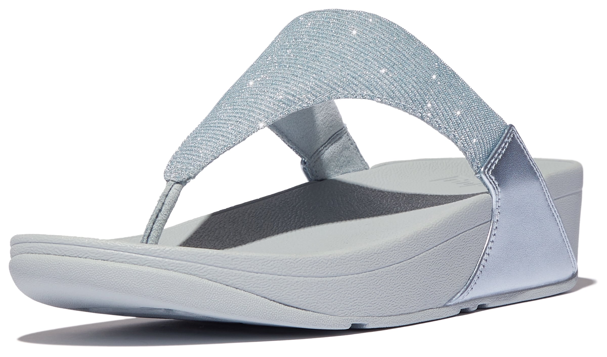 Fitflop Zehentrenner »LULU SHIMMERLUX TOE-POST SANDALS«, Keilabsatz, Sommerschuh, Schlappen in schimmernder Optik