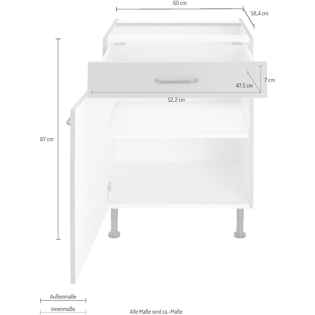 OPTIFIT Unterschrank »Elga«, mit Soft-Close-Funktion, Vollauszug, Metallgriffen, Breite 60 cm