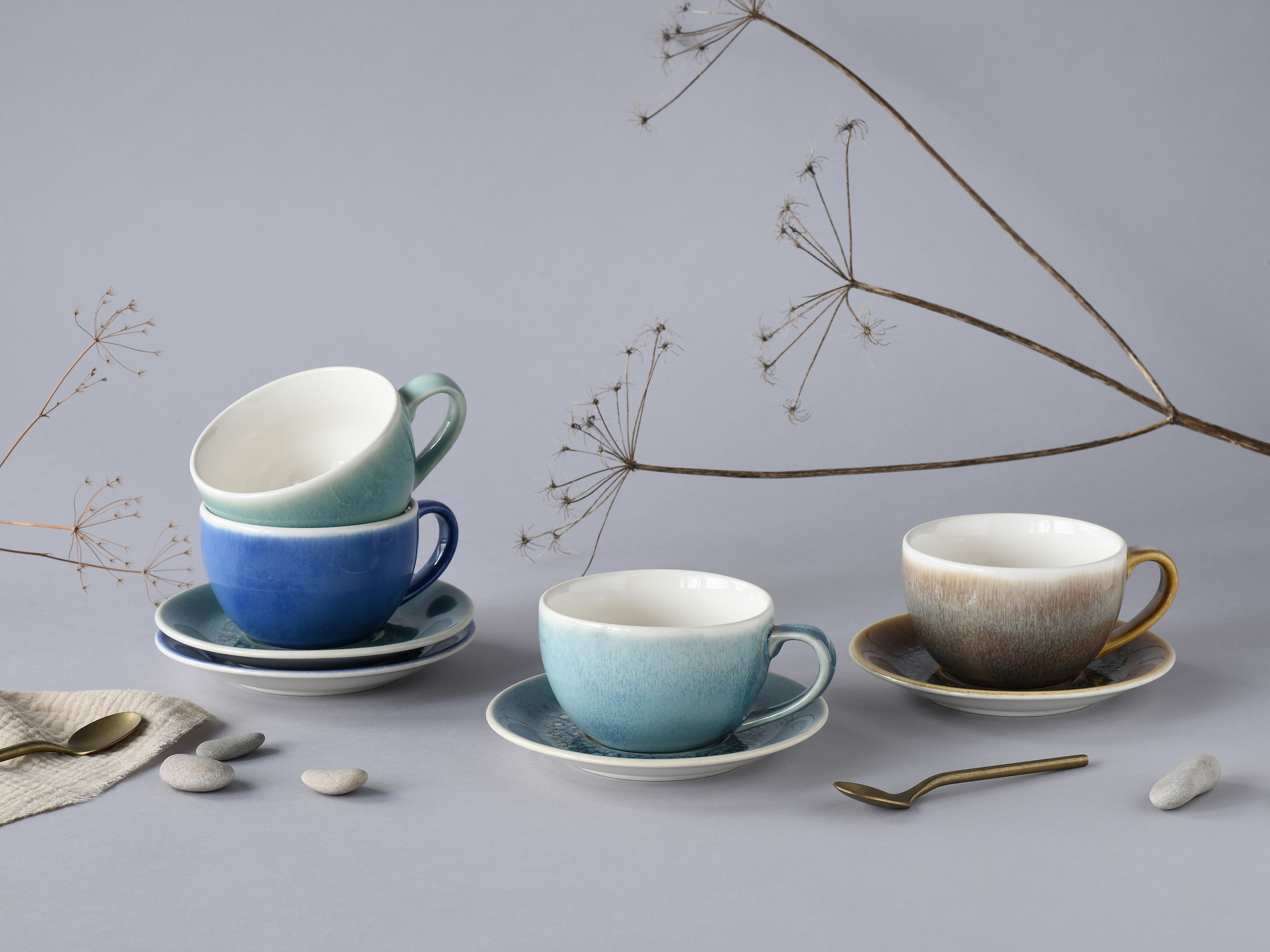 CreaTable Cappuccinotasse »Caldera Mix, Cappuccino-Set, 8-tlg.« Reaktivglasur