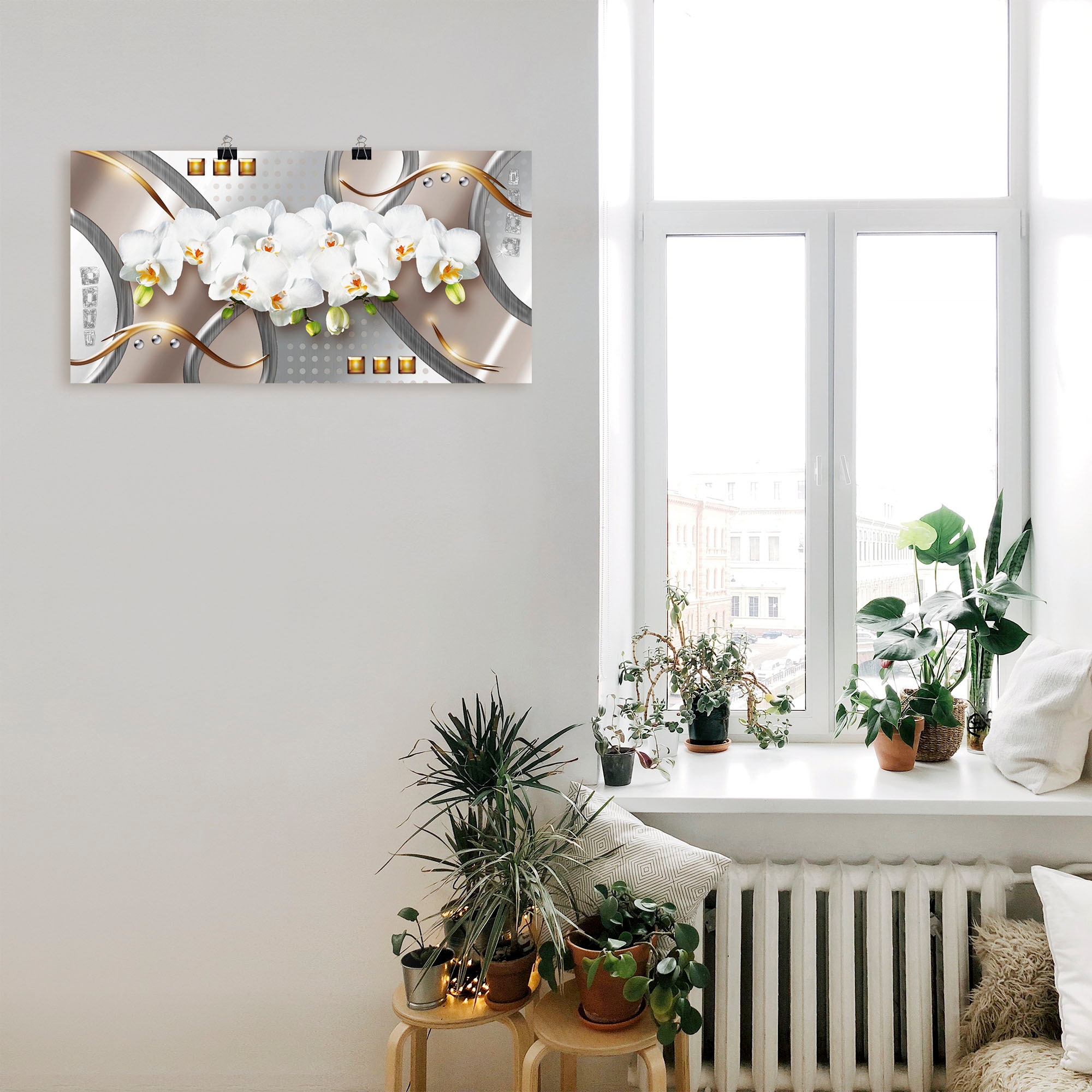 Artland Wandbild »Orchideen mit Elementen« Blumen 1 Stk. tlg. als Leinwandbild, Poster in verschied. Größen