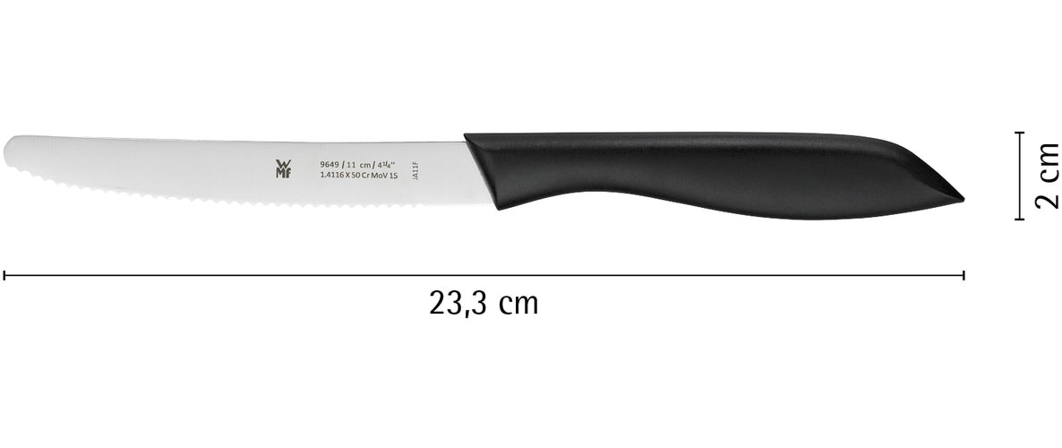 WMF Besteck-Set »Vespermesser schwarz, Klinge mit Wellenschliff aus Spezialklingenstahl«, (Set, 6 tlg.), 6-teilig, ideal für Brotzeit, multifunktional spülmaschinengeeignet