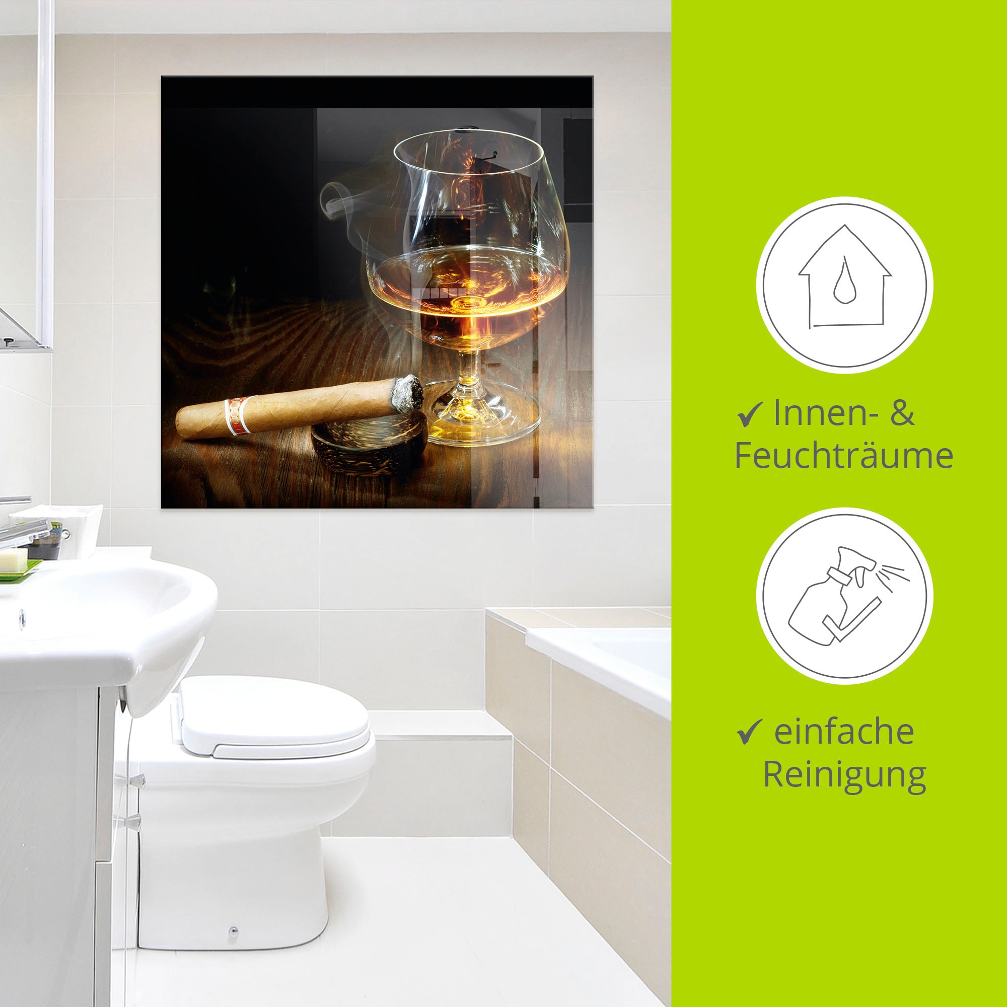 Artland Glasbild »Zigarre und Cognac«, Zigarren, (1 St.), in verschiedenen Größen