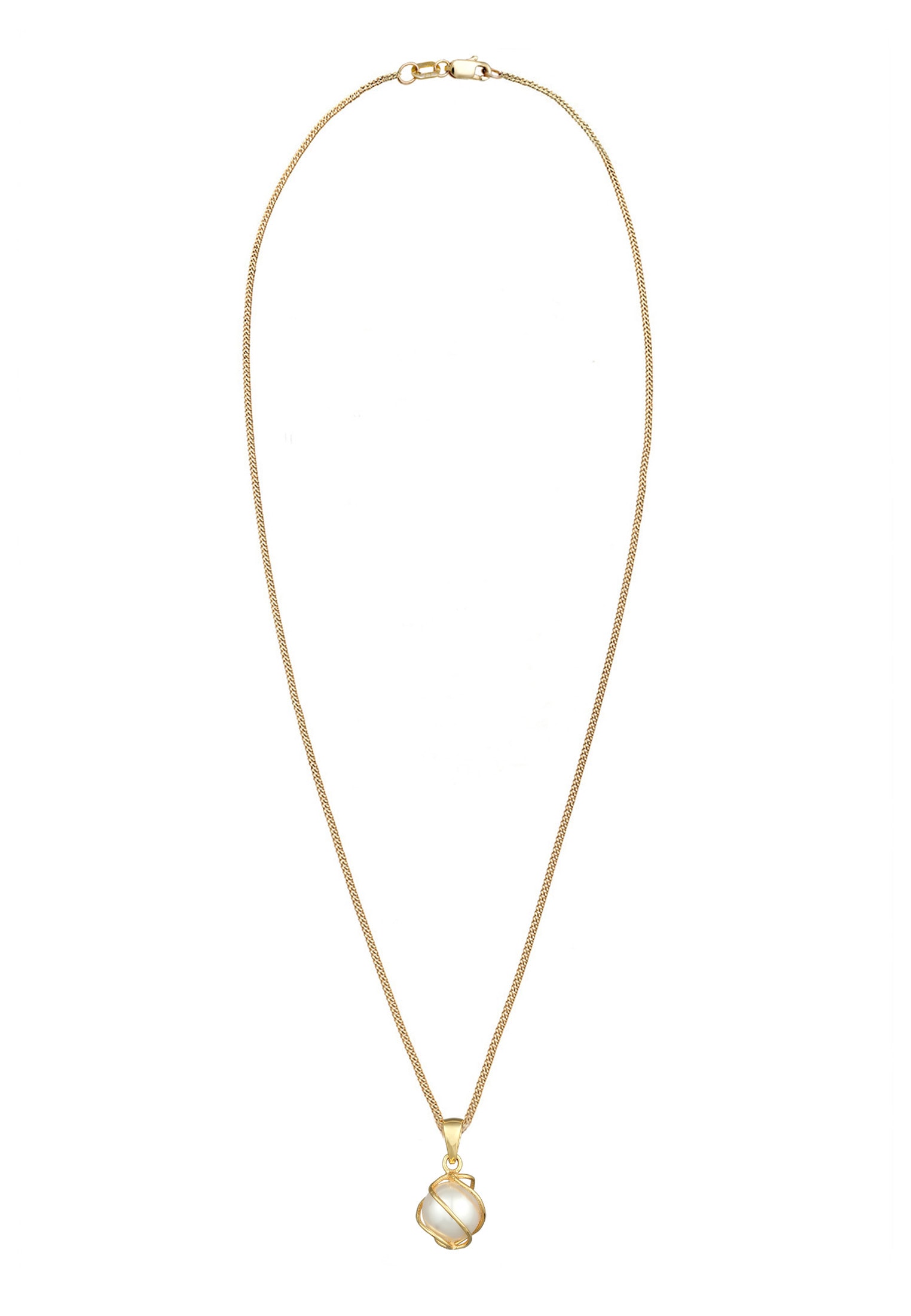 Elli Premium Silberkette »Halskette Spirale synthetische Perlen 375 Gelbgold«