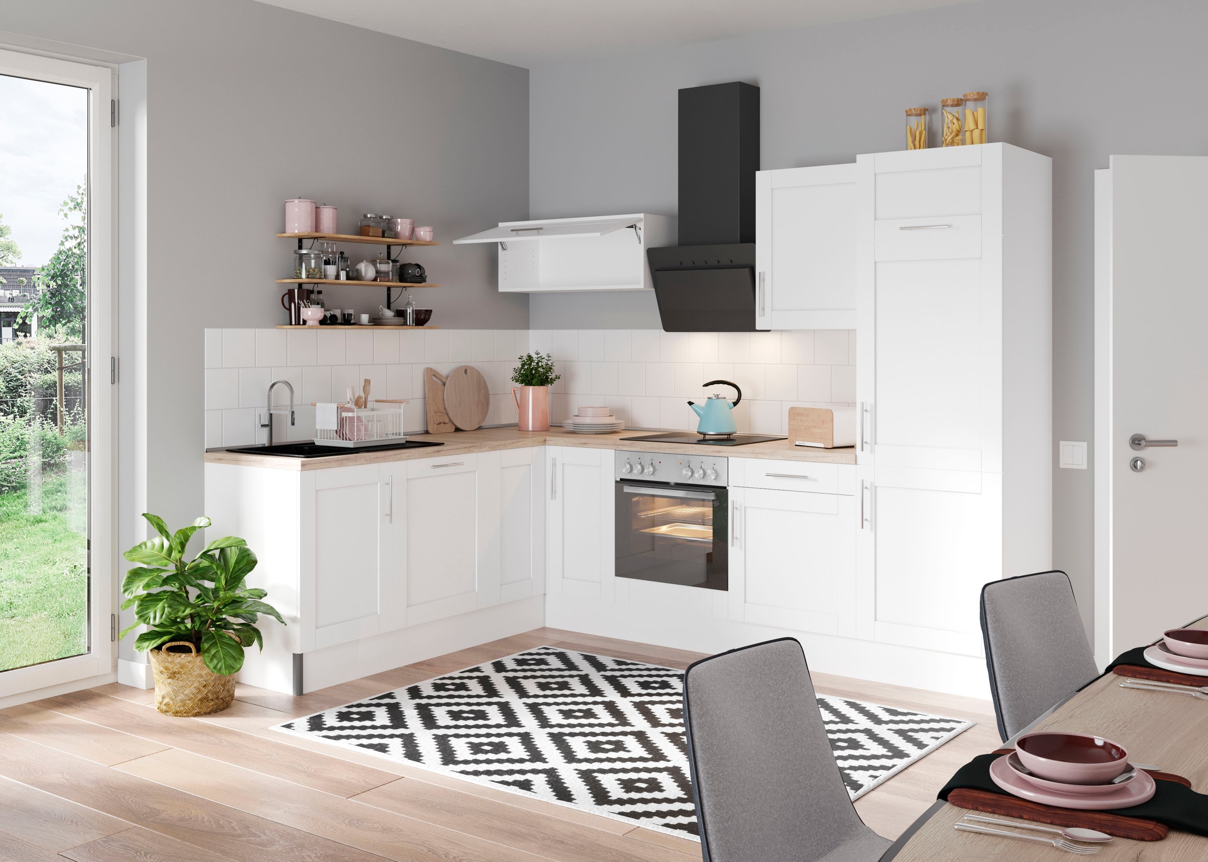 OPTIFIT Küche »Ahus«, 200 x 270 cm breit, wahlweise mit E-Geräten, Soft Close Funktion