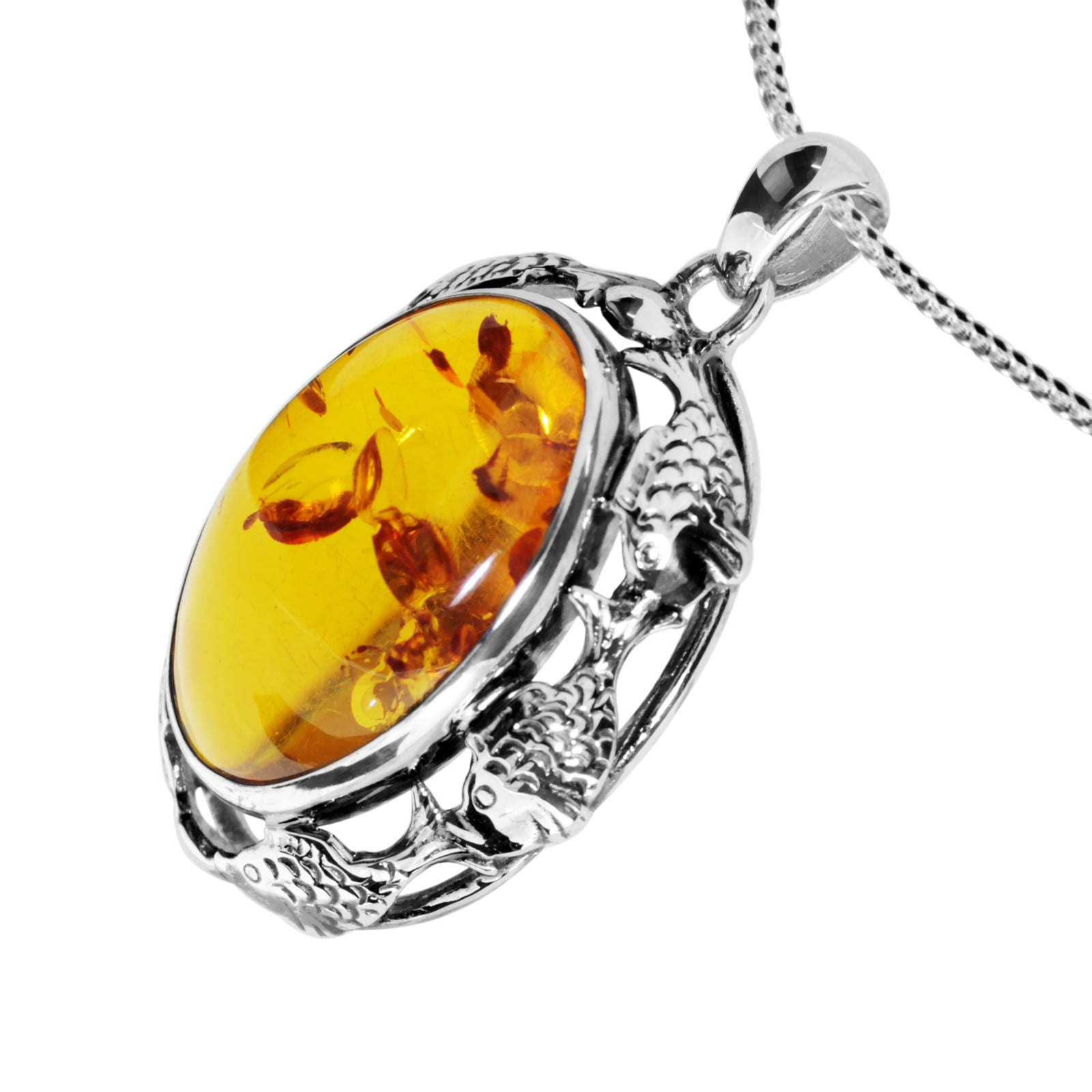 OSTSEE-SCHMUCK Kette mit Anhänger »- Fischland 41x25 mm - Silber 925/000 - Bernstein«