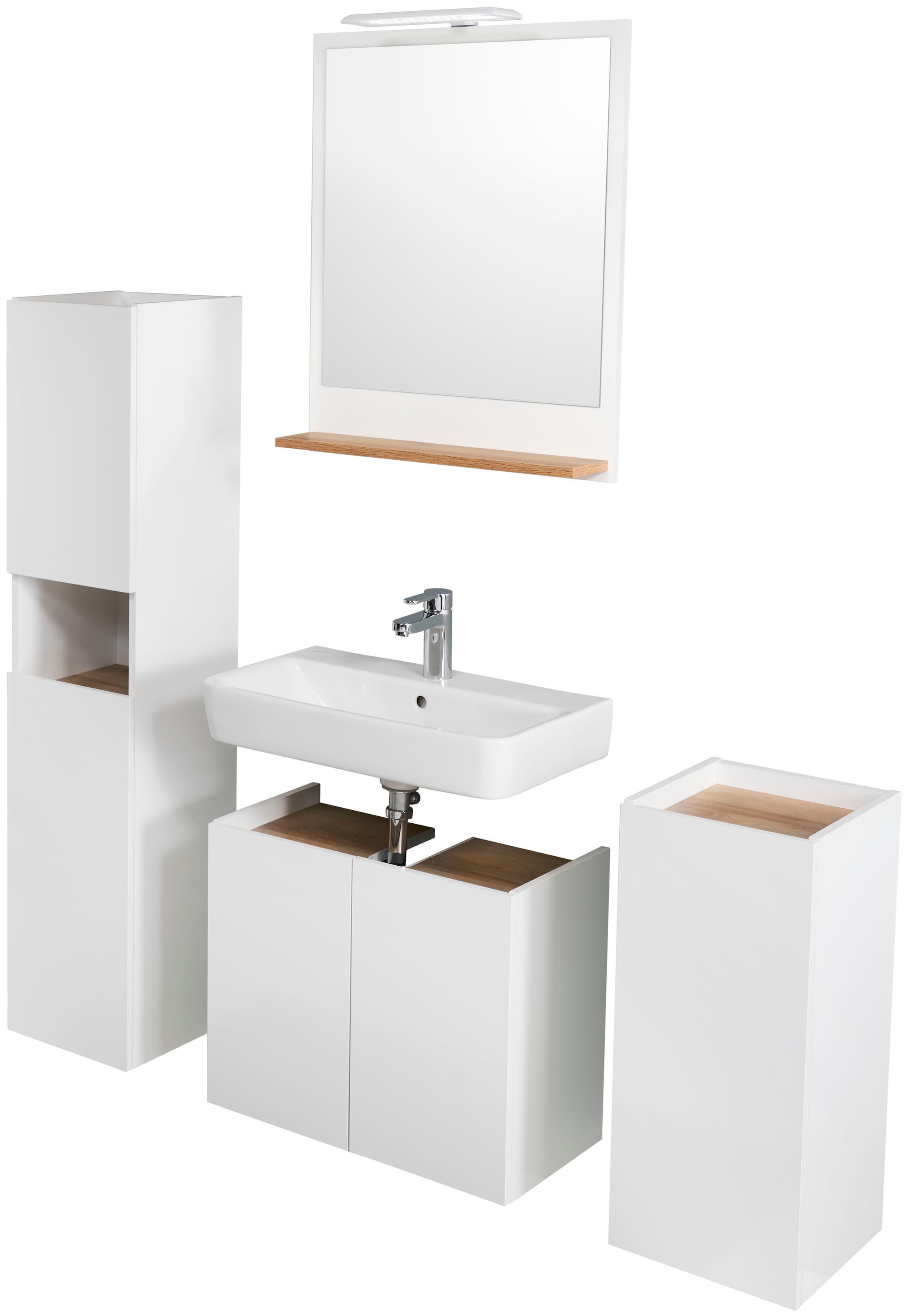 Saphir Badmöbel-Set »Quickset 947 4-teilig, Waschbeckenunterschrank mit Spiegel« 5 Stk. tlg.