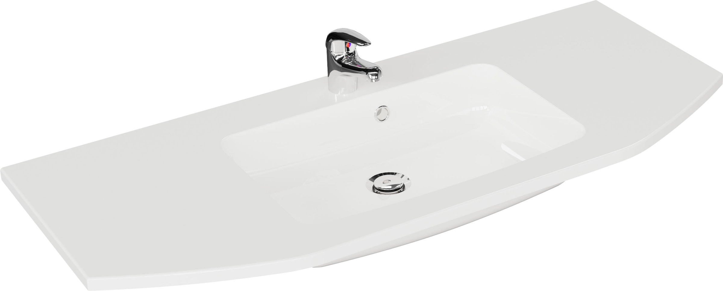 Saphir Waschtisch »Quickset Waschplatz, Mineralmarmor-Waschtisch, 112 cm breit, 2 Türen«, Unterschrank mit Waschbecken, inkl. Türdämpfer, Griffe Chrom Glanz