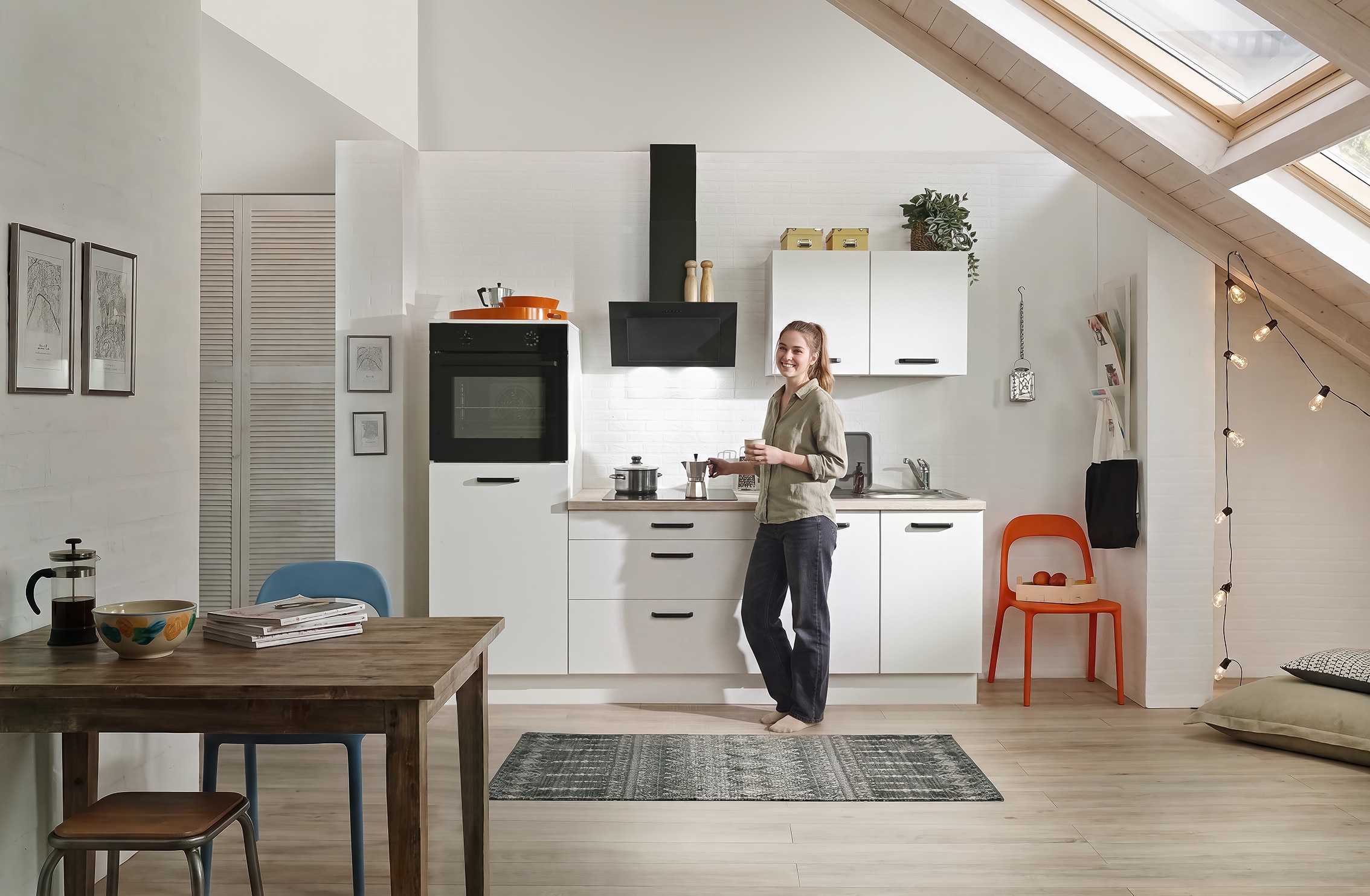 wiho Küchen Küchenzeile »Compact: Kleines Format, große Ausstattung, optional mit E-Geräten« Variante ohne Kühlschrank, Breite 240 cm
