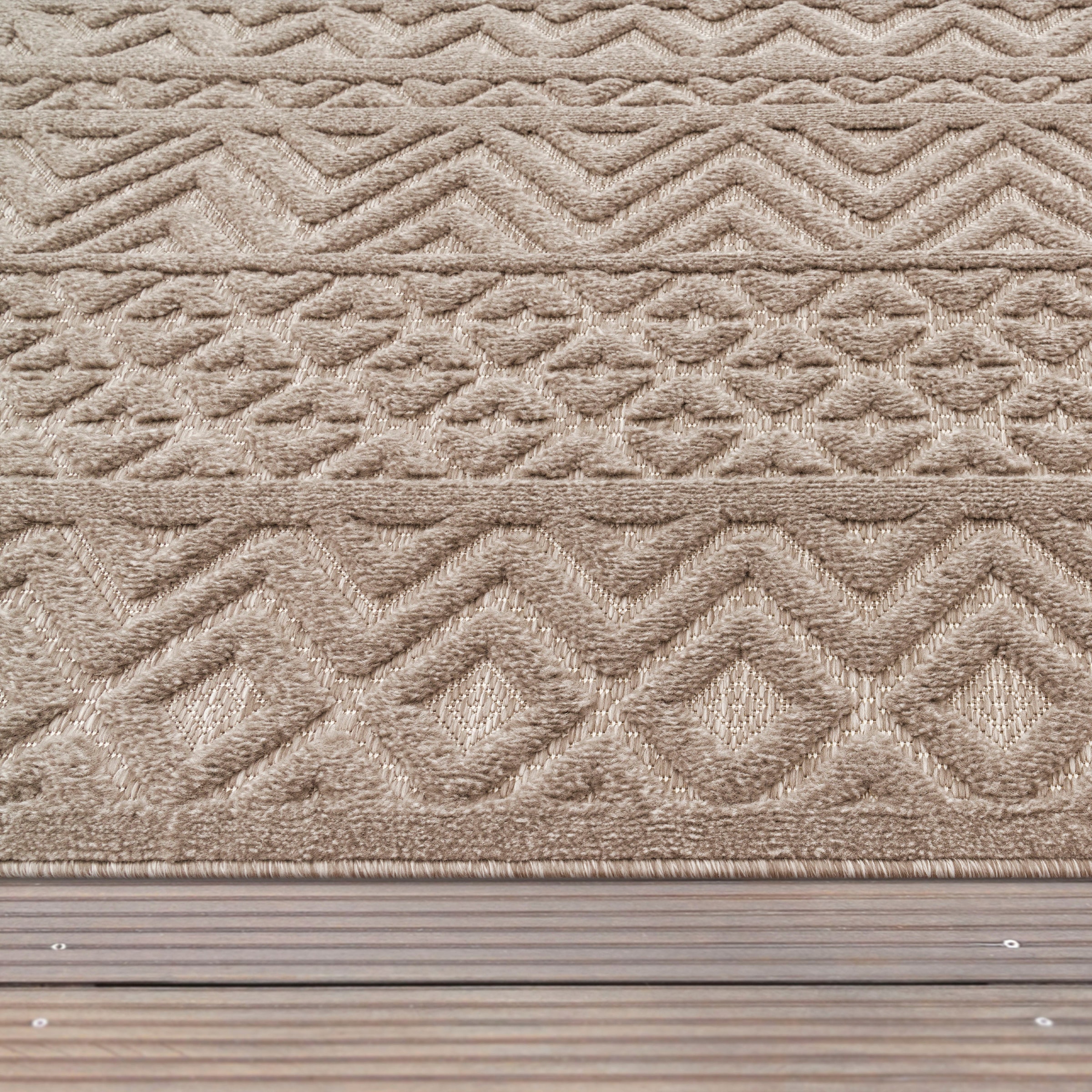 Paco Home Uni-Farben, Outdoor »Livorno Teppich Muster, Rauten Scandi, rechteckig, geeignet Effekt, 673«, Hoch-Tief
