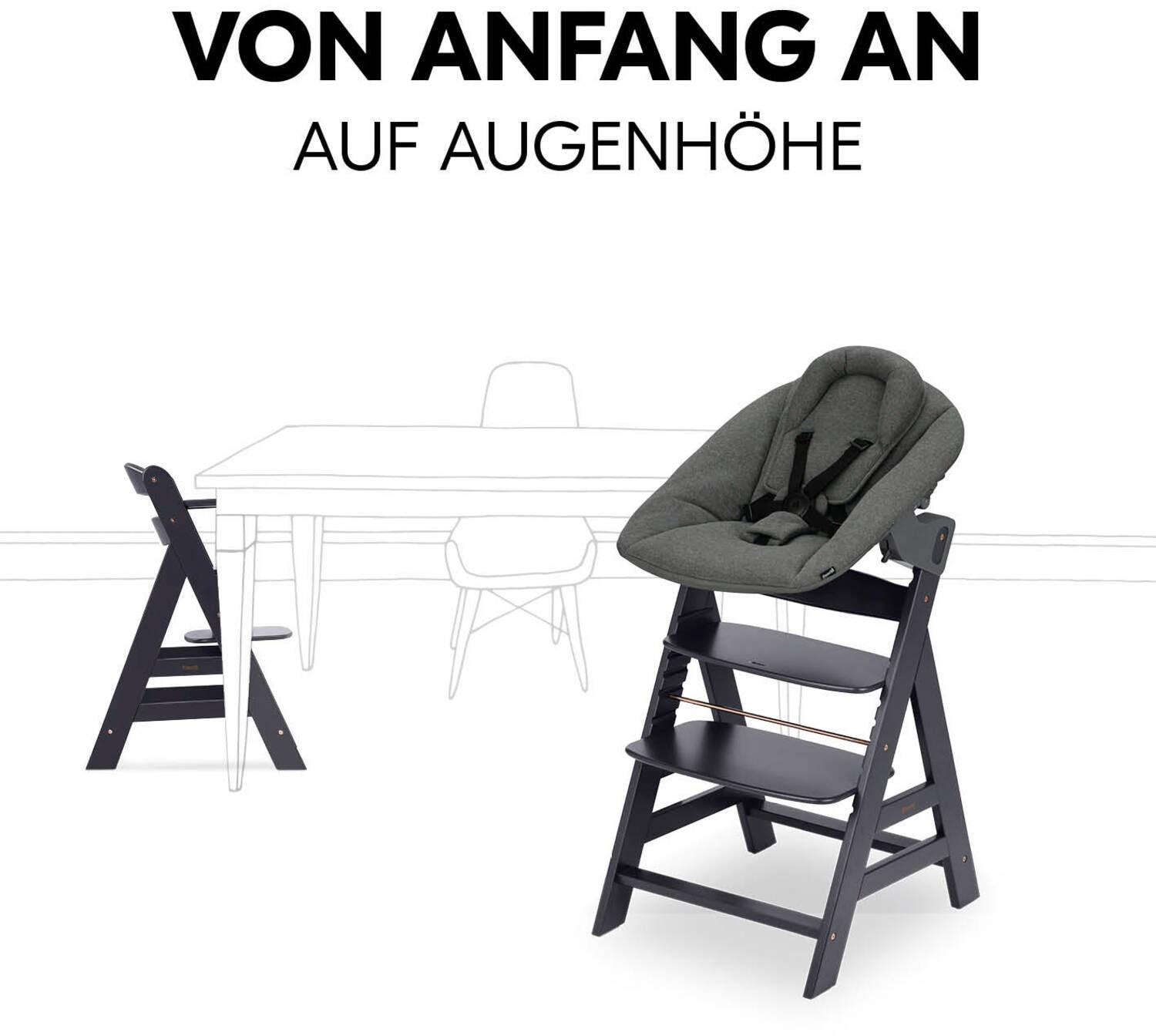 Hauck Hochstuhl »Alpha Newborn Set Plus, Dark Grey«, mit Newborn Aufsatz; FSC® - schützt Wald - weltweit