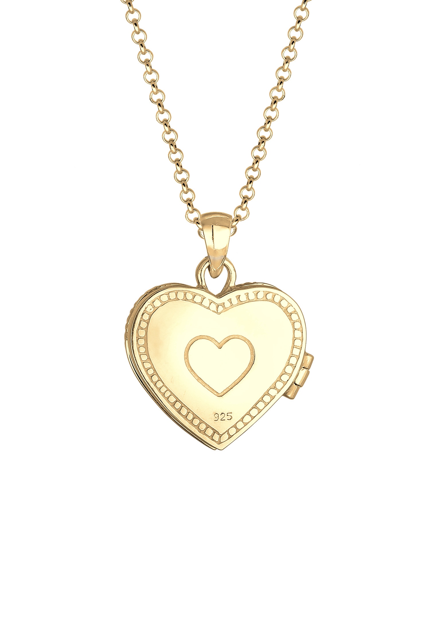 Elli Premium Kette mit Anhänger »Halskette Ornament Amulett Medaillon Herz 925 Sterling Silber vergoldet«