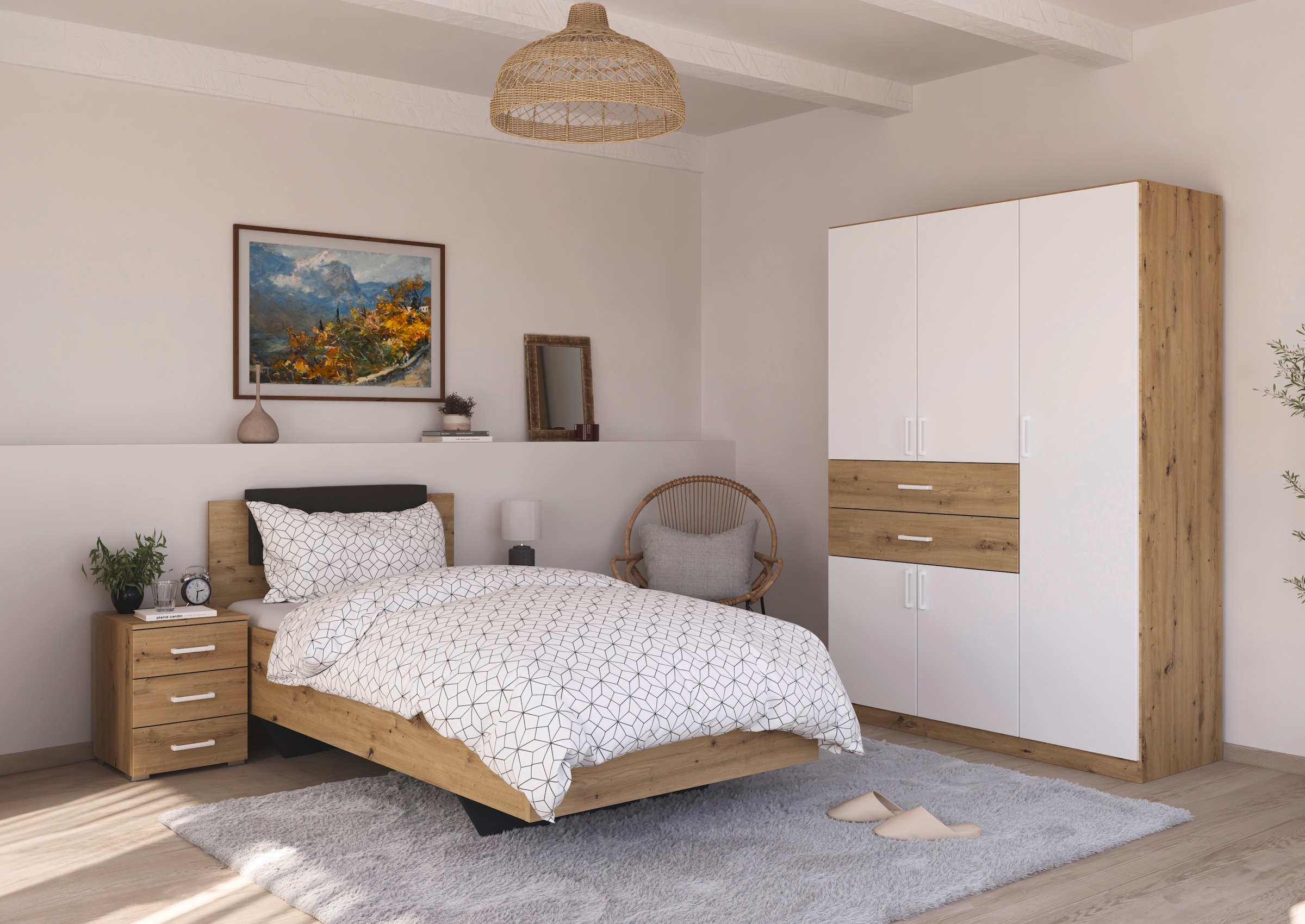 rauch Drehtürenschrank »Kleiderschrank Schrank Garderobe MAIKA mit Dekor-Front«, 2 Schubladen, in verschiedenen Breiten, Höhen, Farben, MADE IN GERMANY