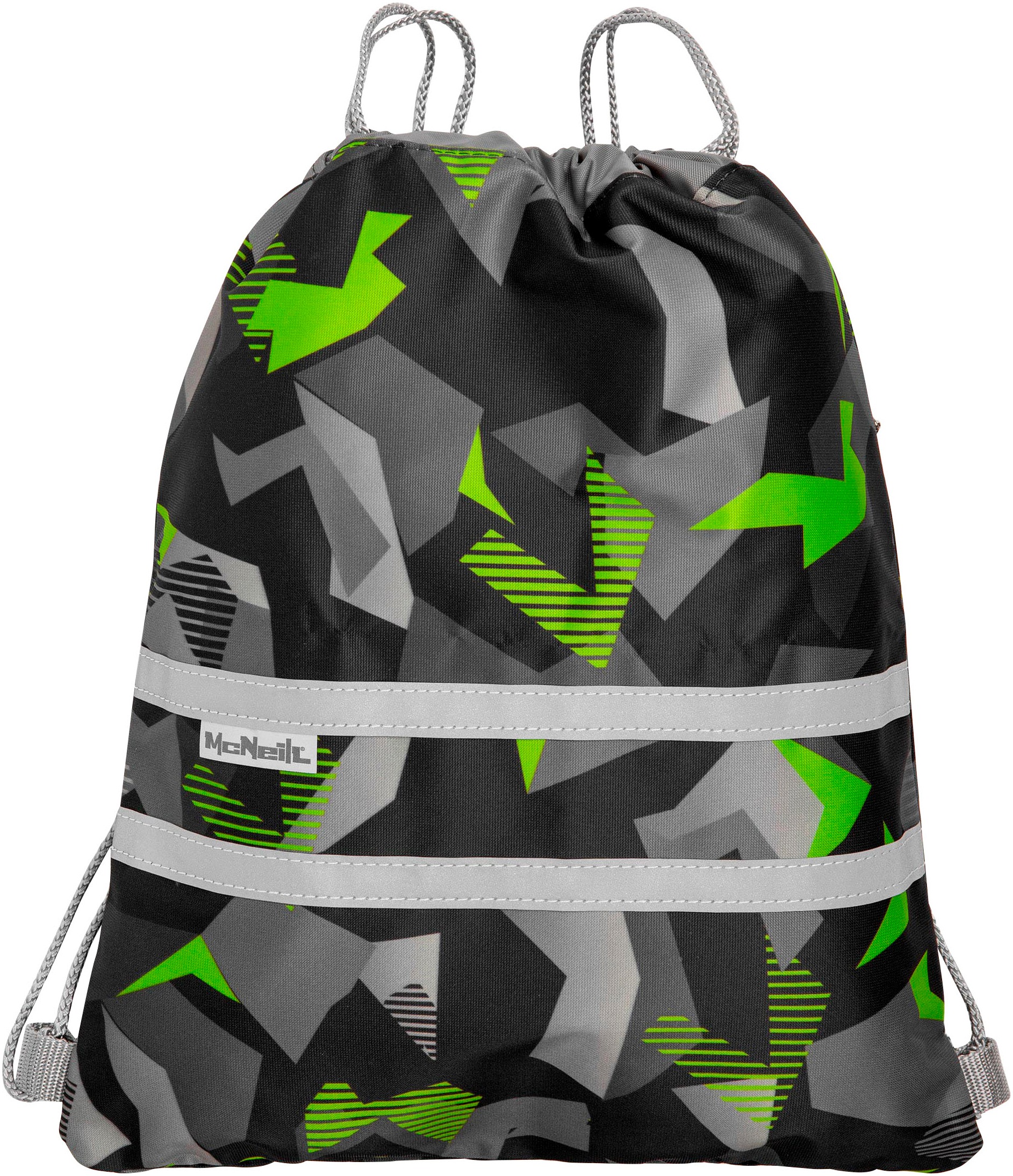 McNeill Schulranzen »Ergo Compacto, Techno« reflektierende Streifen auf den Schultergurten;retroreflektierende Flächen inkl. Federmäppchen, Turnbeutel, Schlamperrolle & Motivmagnet