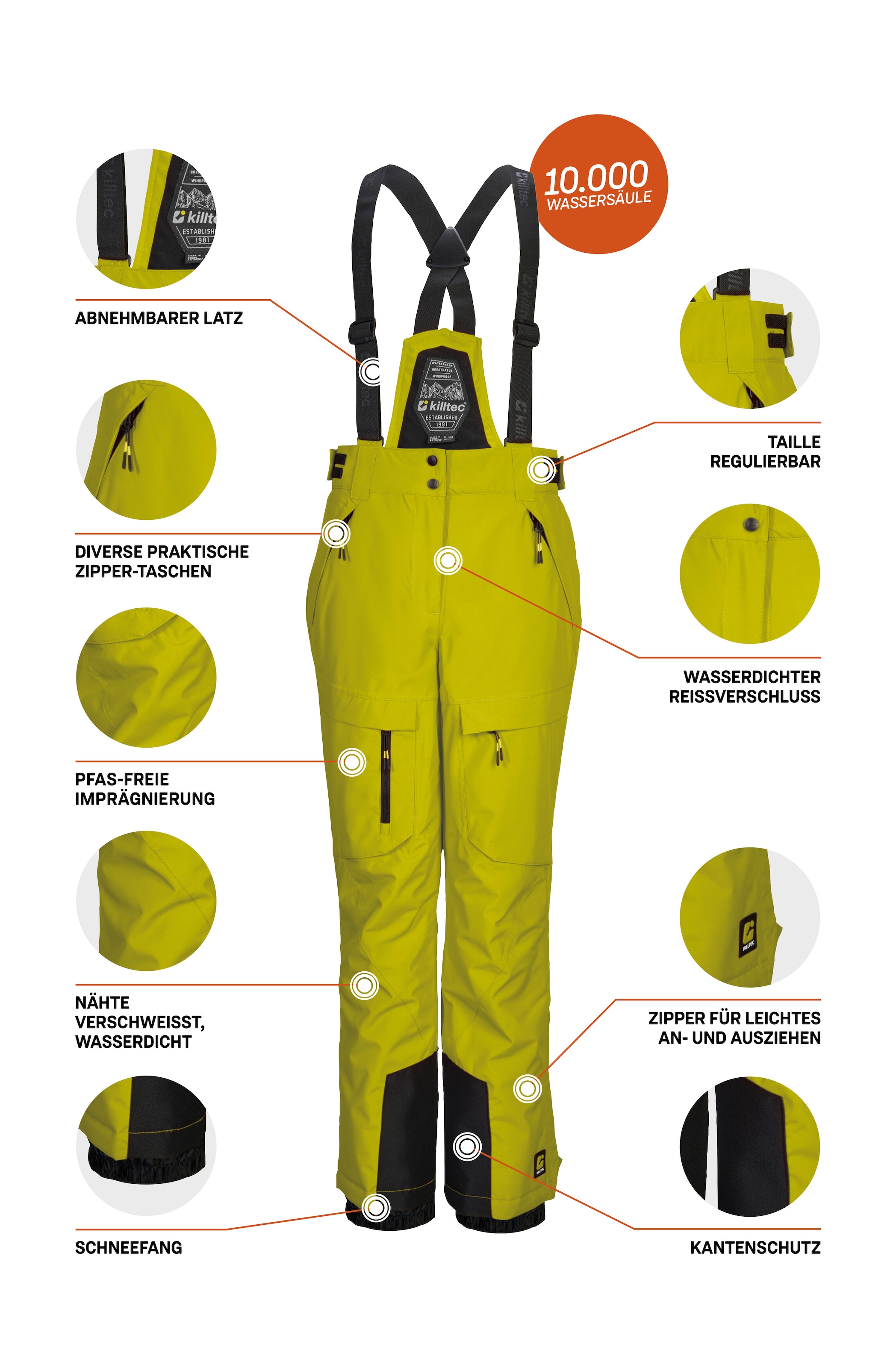 Killtec Skihose »KSW 204 BYS SKI PNTS«  Wasserdichte, atmungsaktive Skihose mit verstellbarem Latz und Trägern