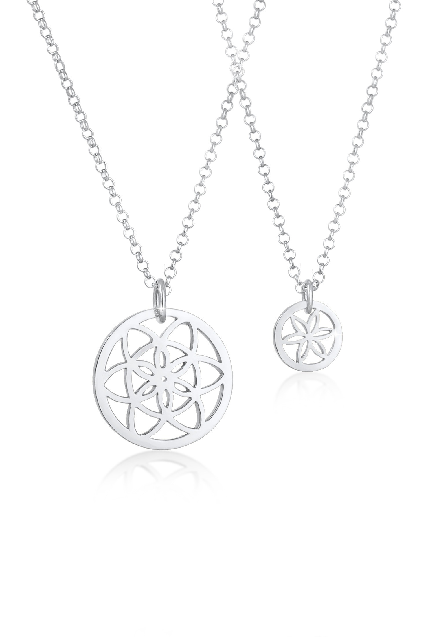 Elli Ketten-Set »Halskette Blume des Lebens Mutter Tochter 2er Set Silber«