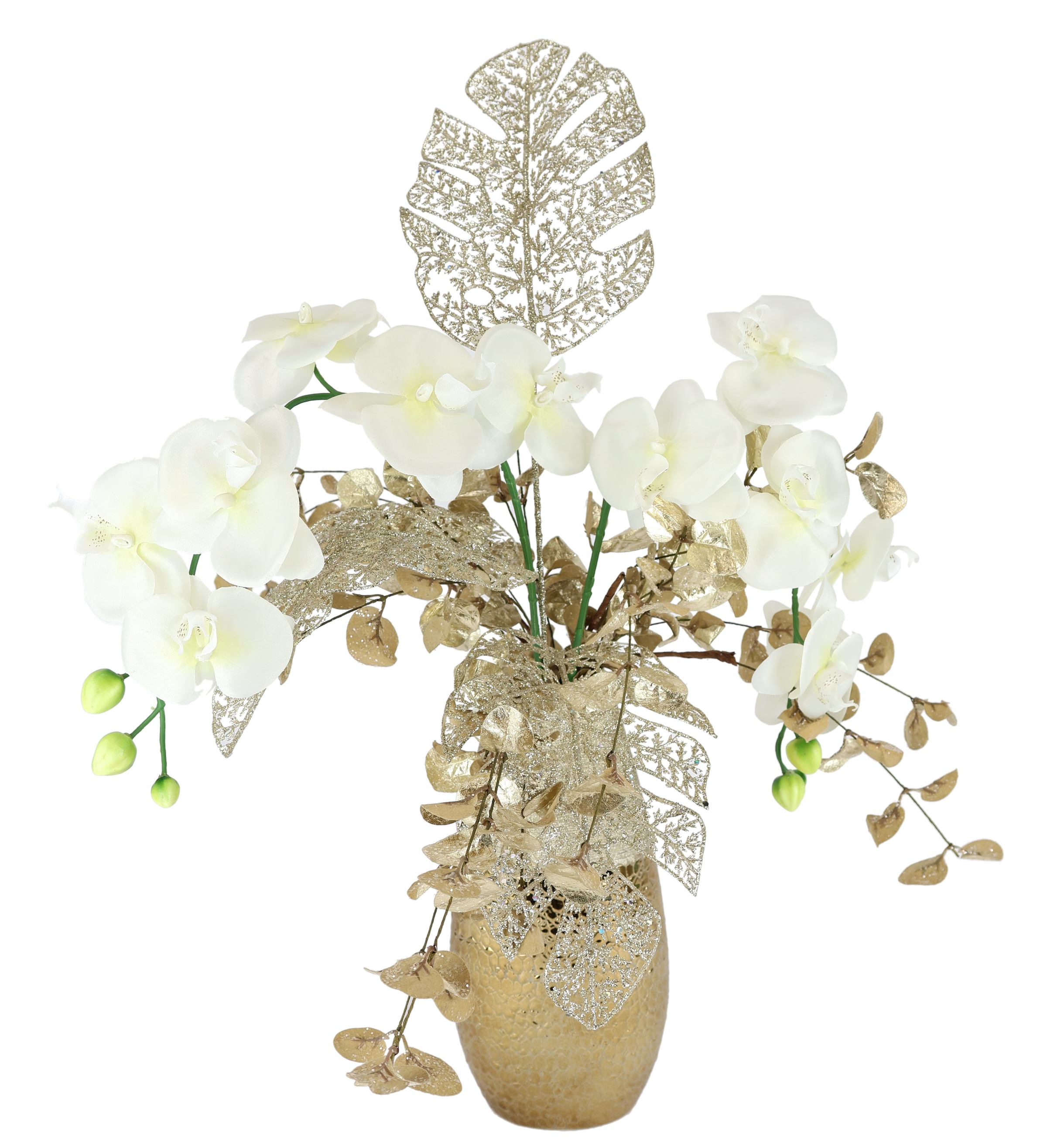 Winterliche Kunstpflanze »Gesteck mit Orchidee in Keramikvase, festliche...