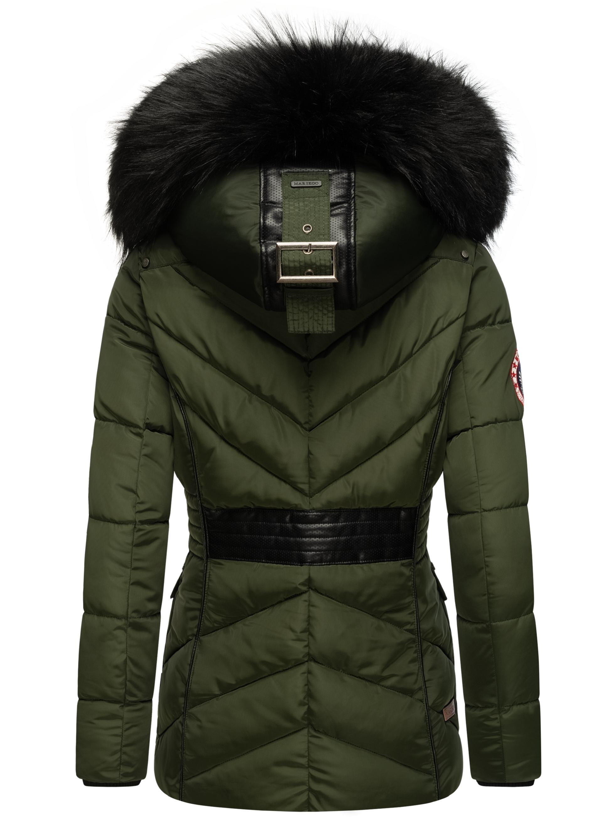 Marikoo Steppjacke »Steppjacke Vanilla«, mit Kapuze, edle Winterjacke m. Kunstfellkapuze