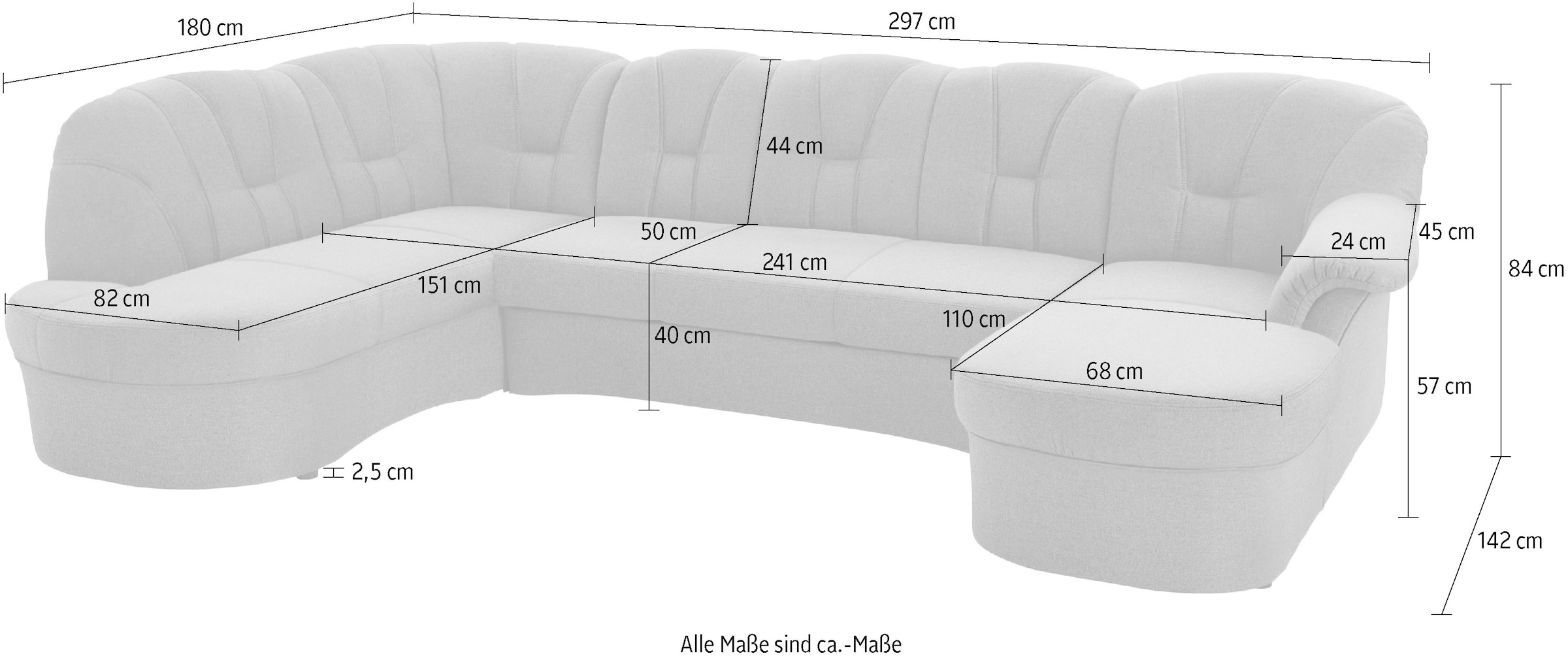 DOMO collection Wohnlandschaft »Papenburg U-Form«, in großer Farbvielfalt, wahlweise mit Bettfunktion