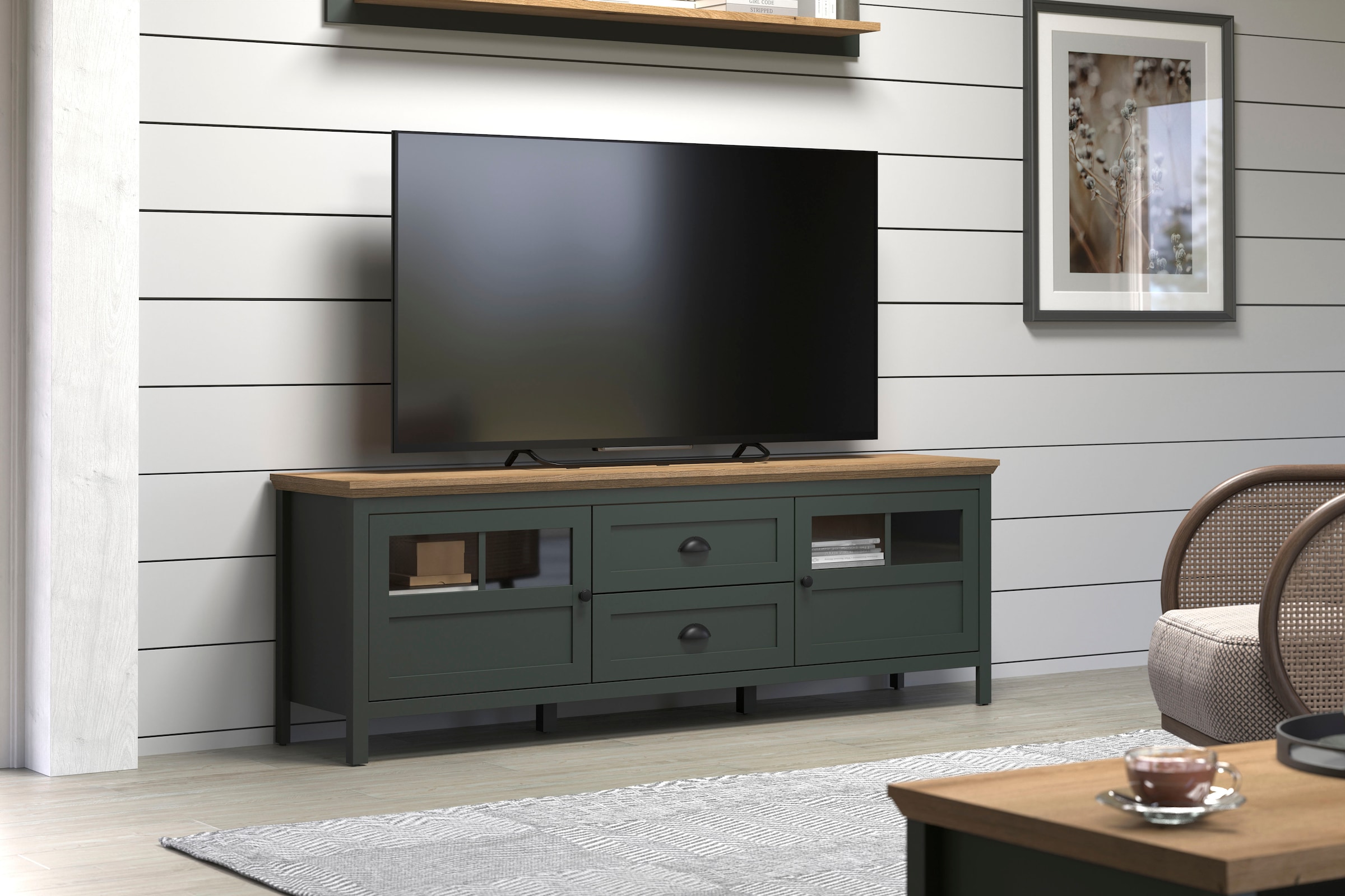 Home affaire TV-Board »Vienna« 1 Stk. tlg. Lowboard mit Beleuchtung und Vollauszug-Schublade - B/T/H 184/45/64 cm