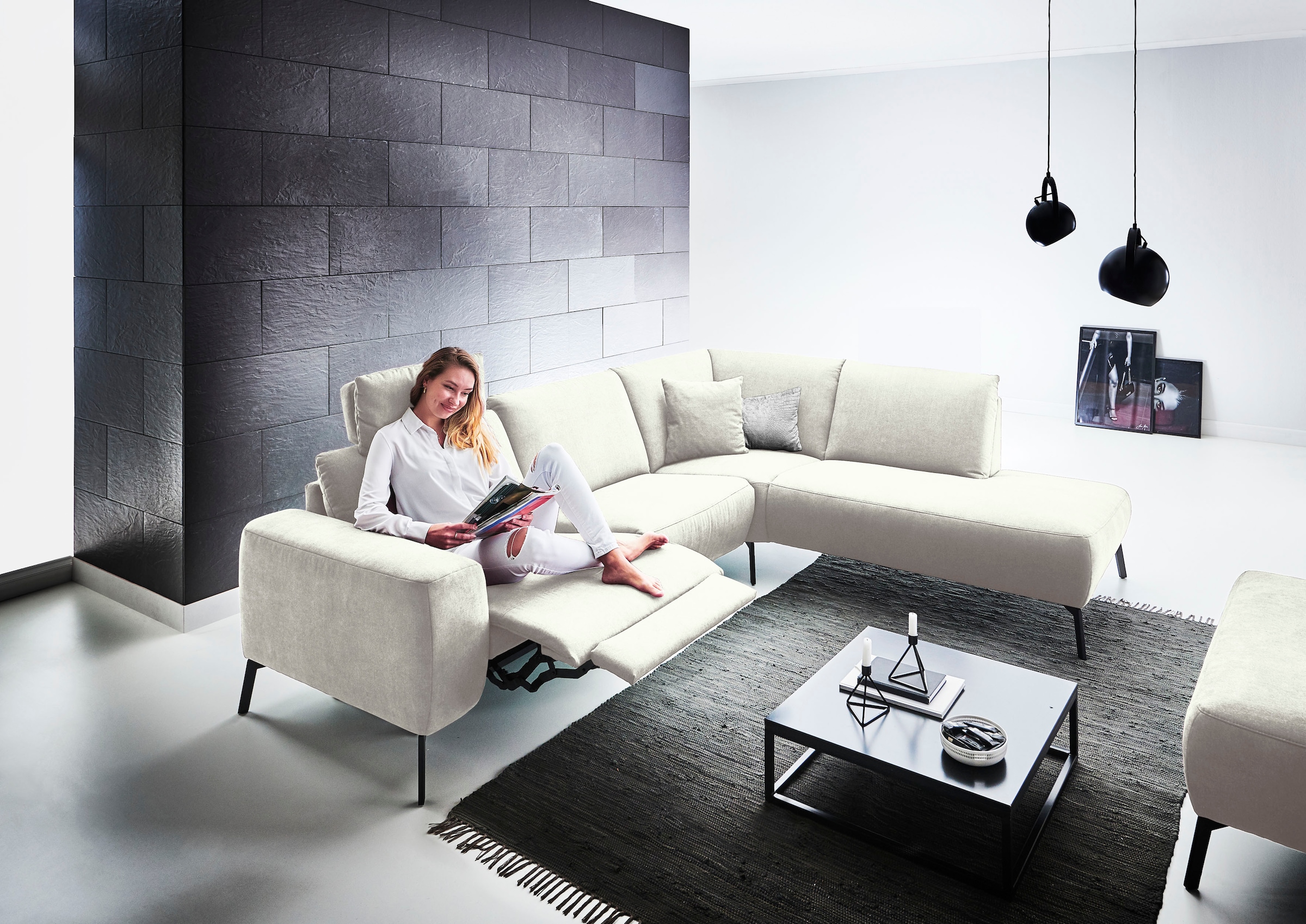 Home affaire Ecksofa »Bellini L-Form« incl. motorischer Relaxfunktio, wahlweise Easy Care-Bezug