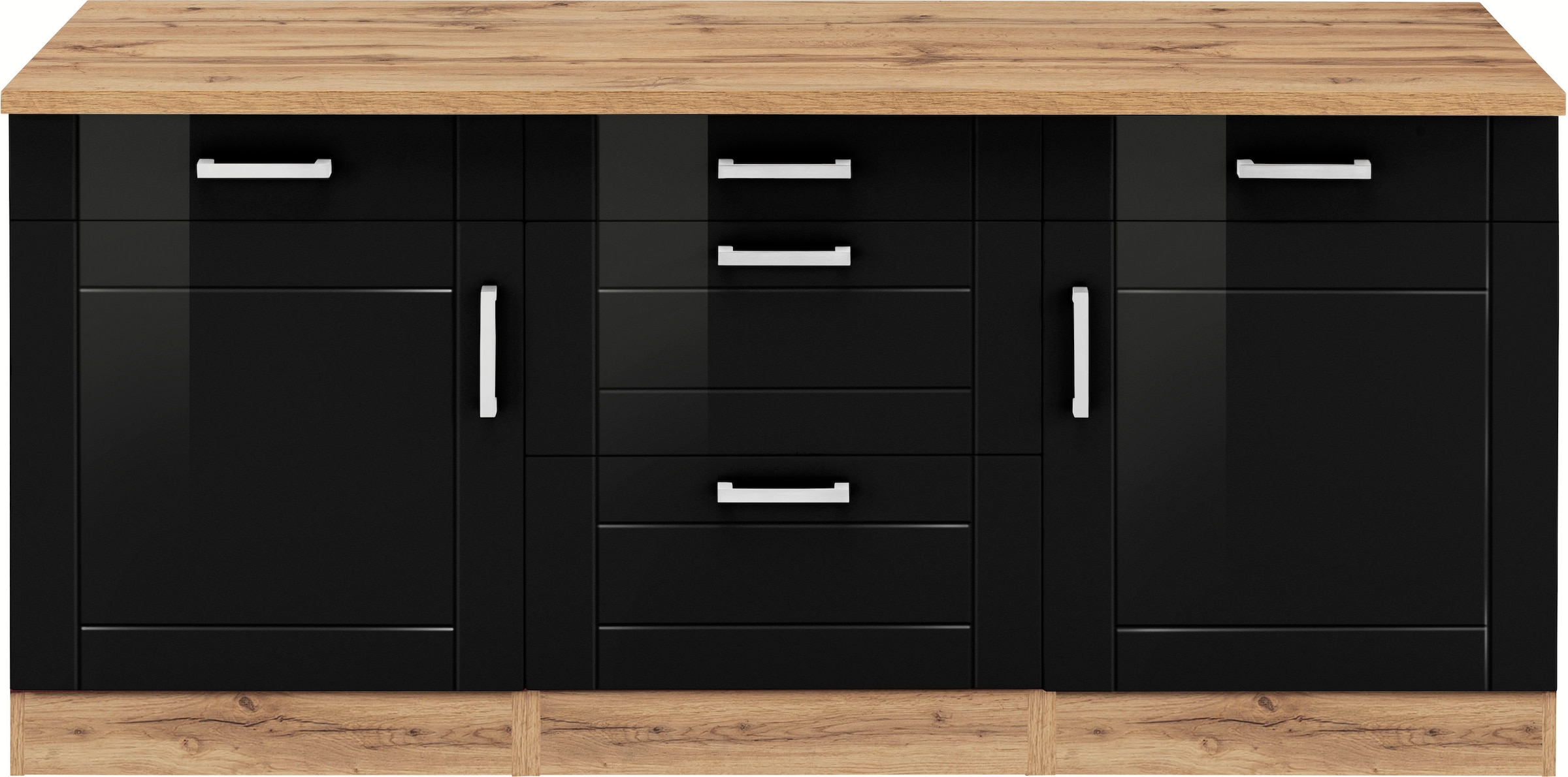 KOCHSTATION Unterschrank »KS-Tinnum«, 180 cm breit, Metallgriffe, MDF Fronten, 3 Schubkästen, 2 Auszüge