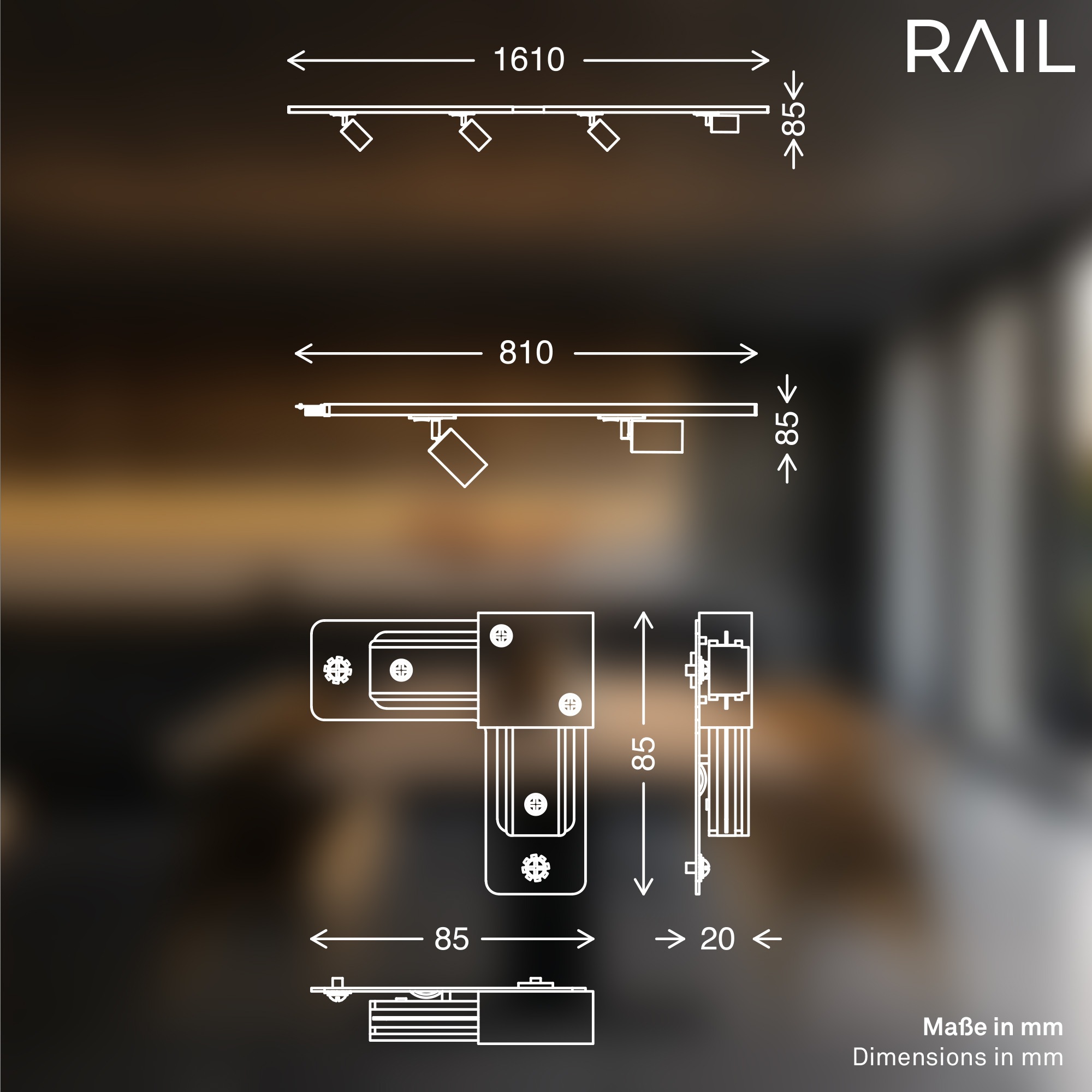 Briloner Leuchten Schienensystem-Sets »RAIL« GU10 3 Stk. Schienensystem Rail 2,25 m Weiß max. 9W Decke Wohnzimmer Büro Küche