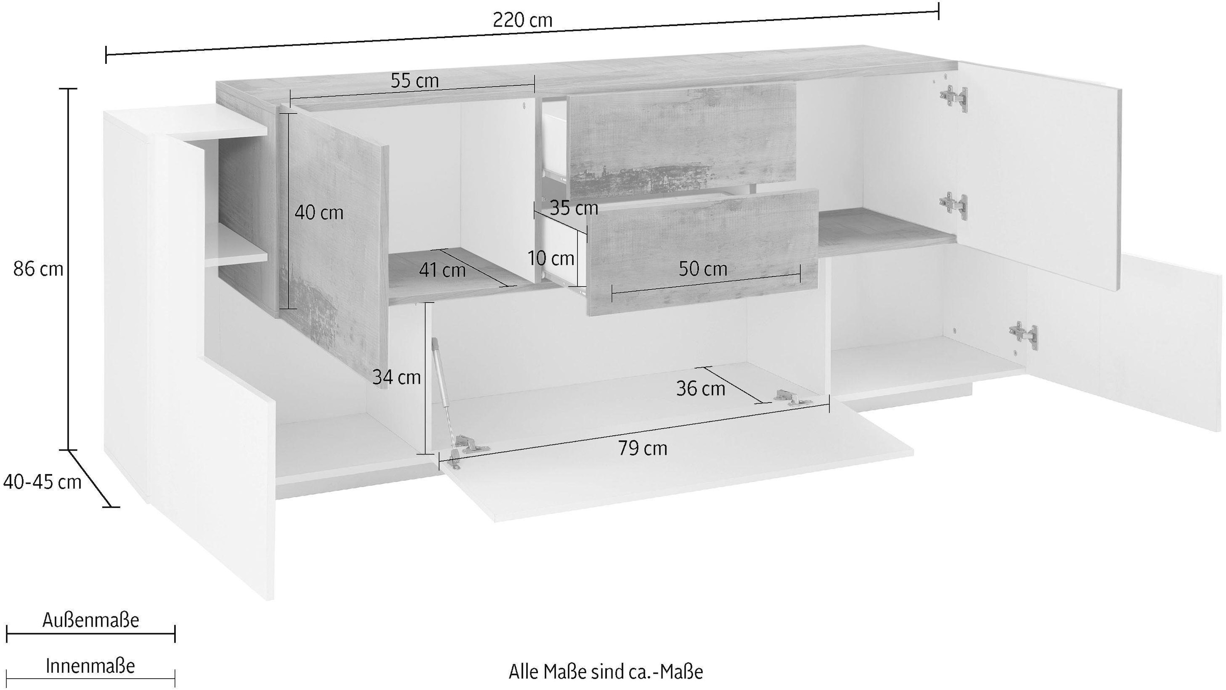 INOSIGN Sideboard »Coro«, Breite ca. 220 cm