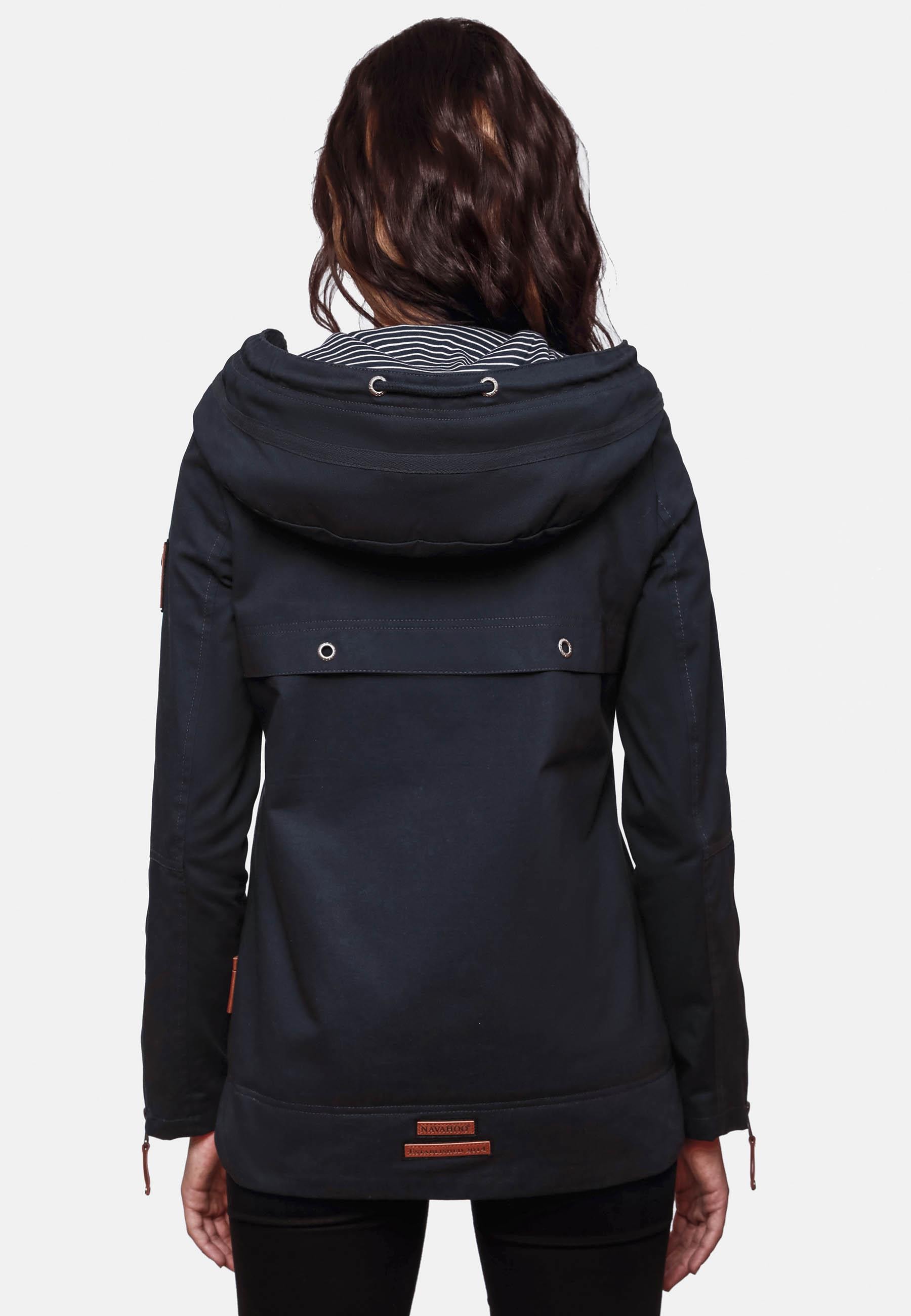 Navahoo Outdoorjacke »Übergangsjacke Wekoo«, mit Kapuze, moderner Damen Übergangsparka aus Baumwolle mit Kapuze